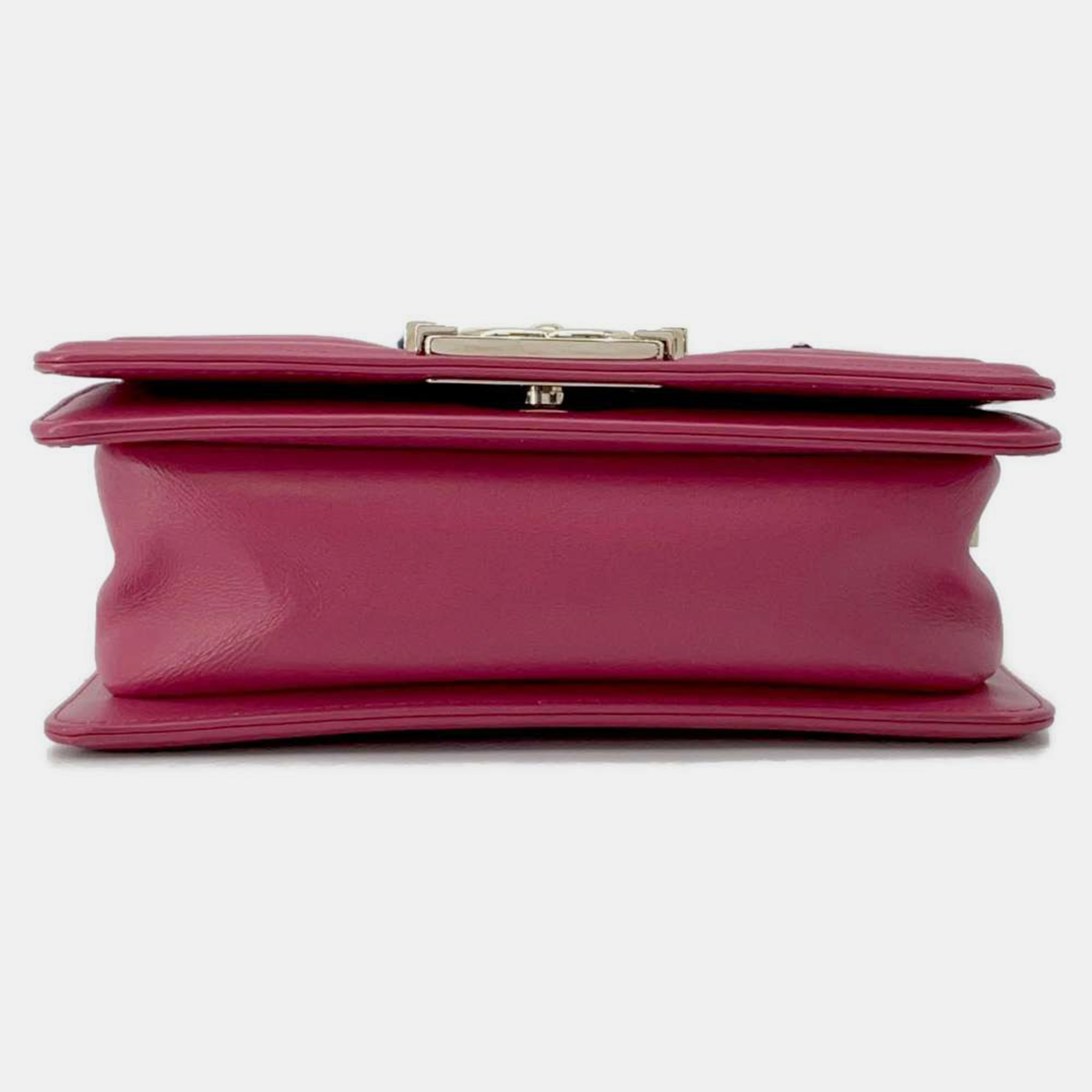 Chanel Pink/Multicolor Leather Tweed Boy Chanel Tweed chain shoulder bag Size Small 