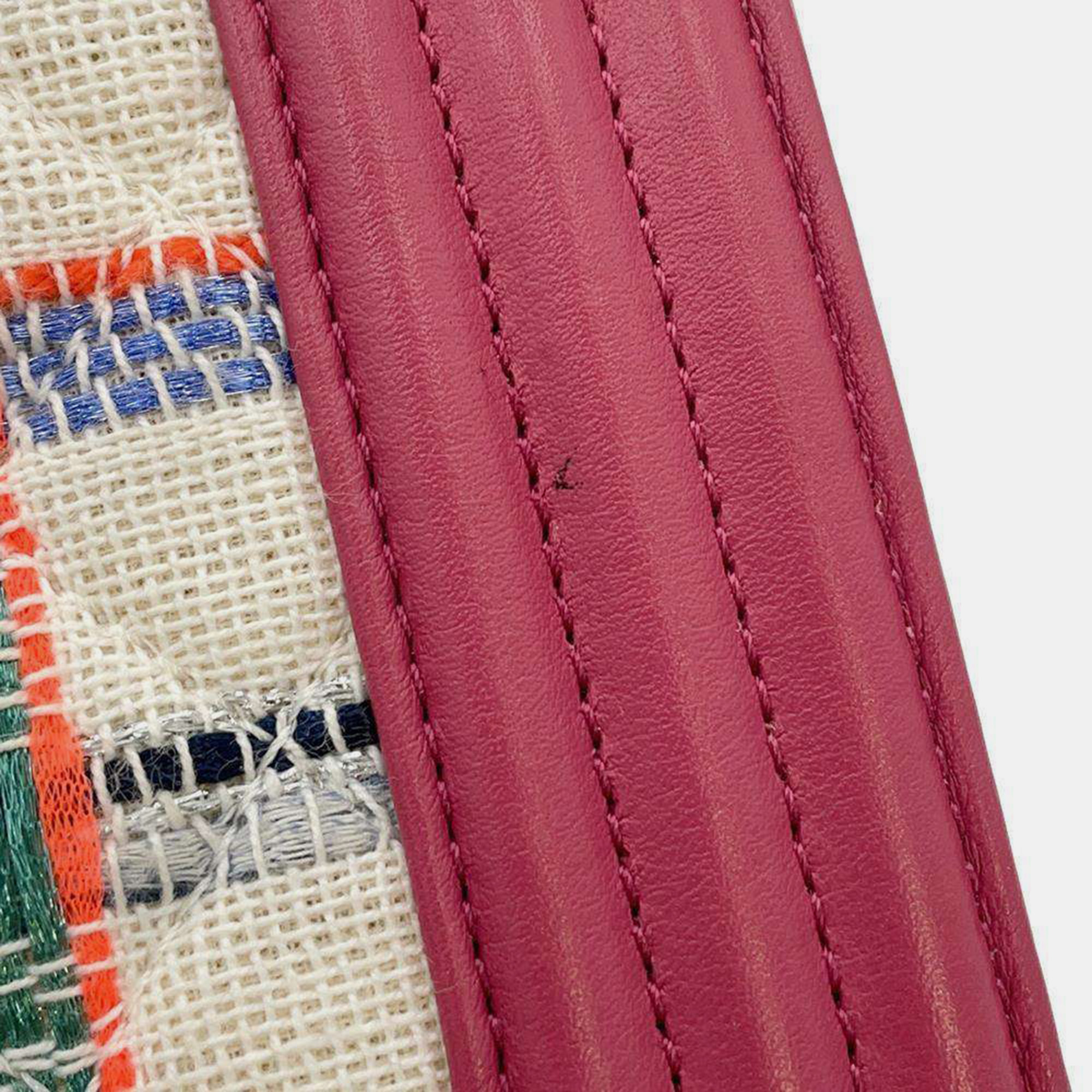 Chanel Pink/Multicolor Leather Tweed Boy Chanel Tweed chain shoulder bag Size Small 