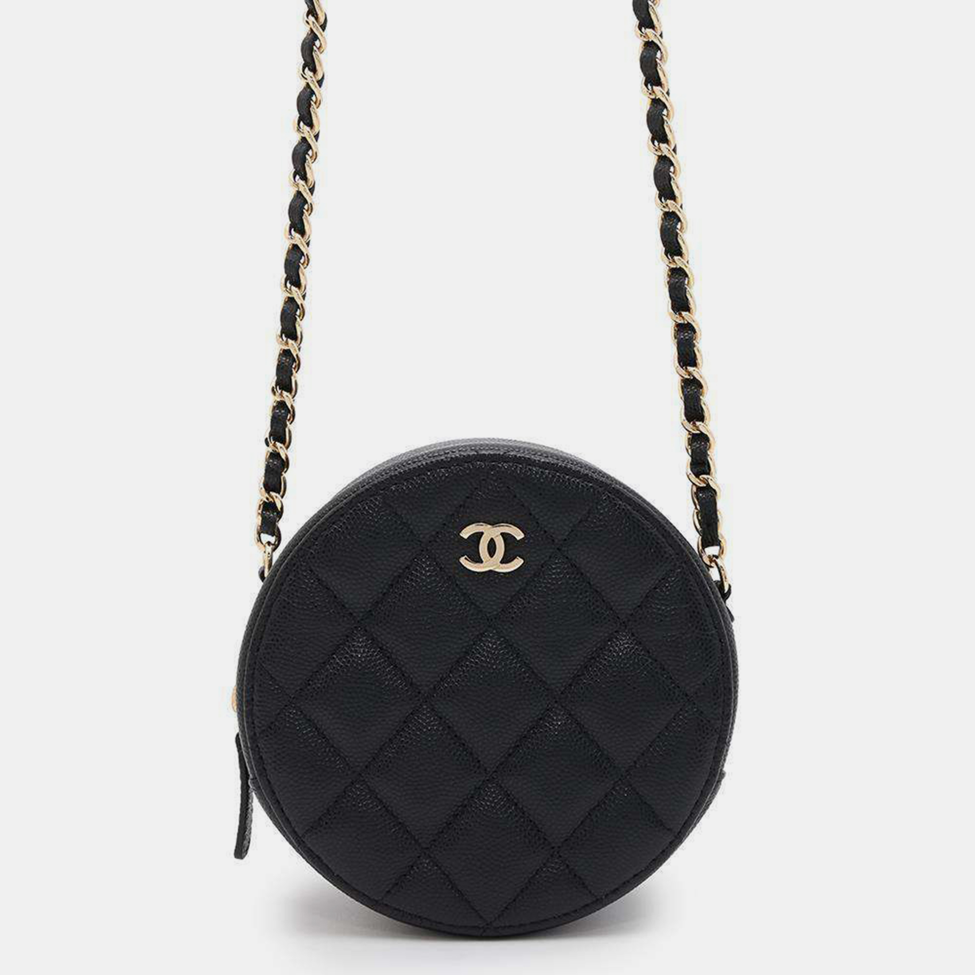 

Chanel Black Caviar Leather Matelasse Round Shoulder Bag