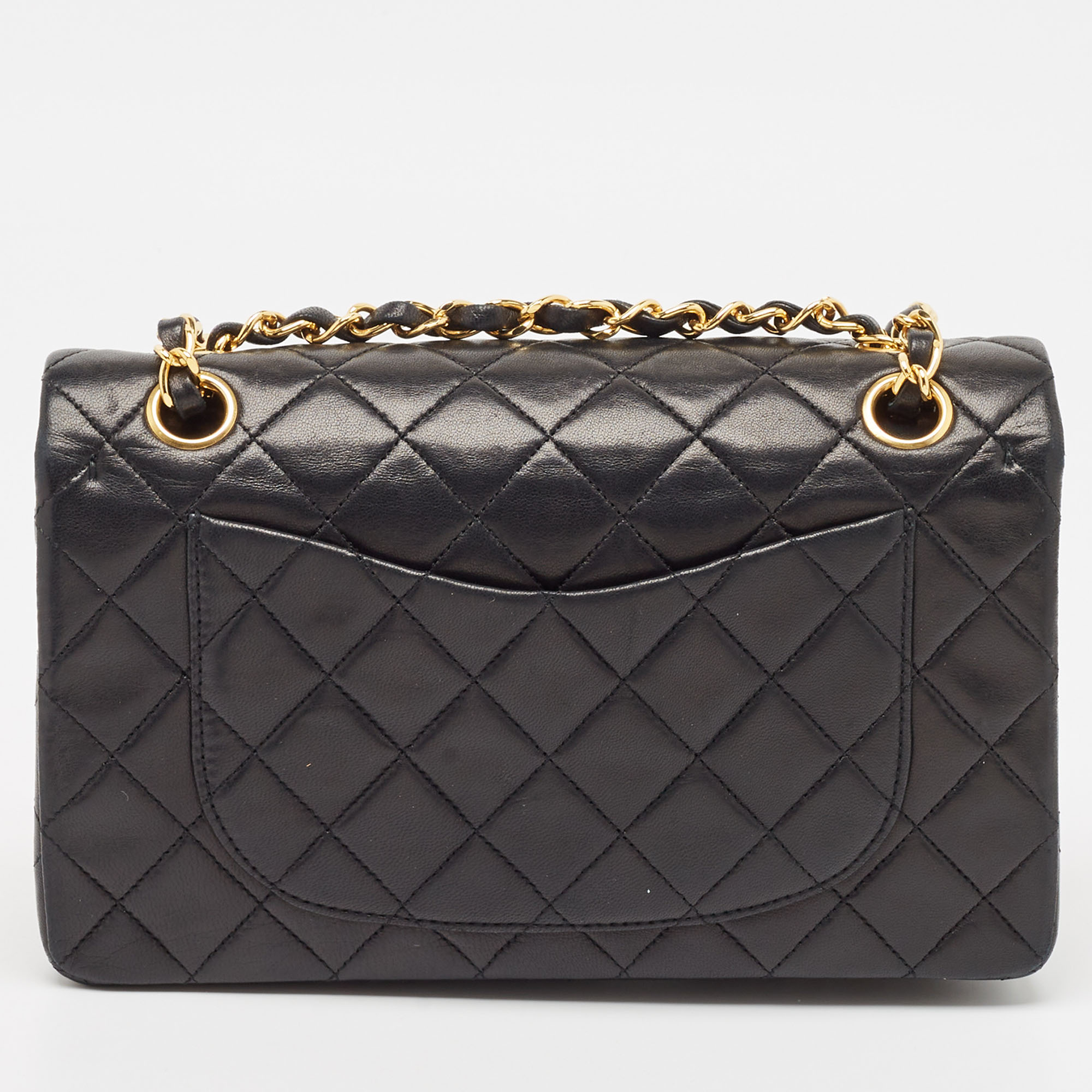 Chanel Black Quilted Leather Small Classic Double Flap Bag 