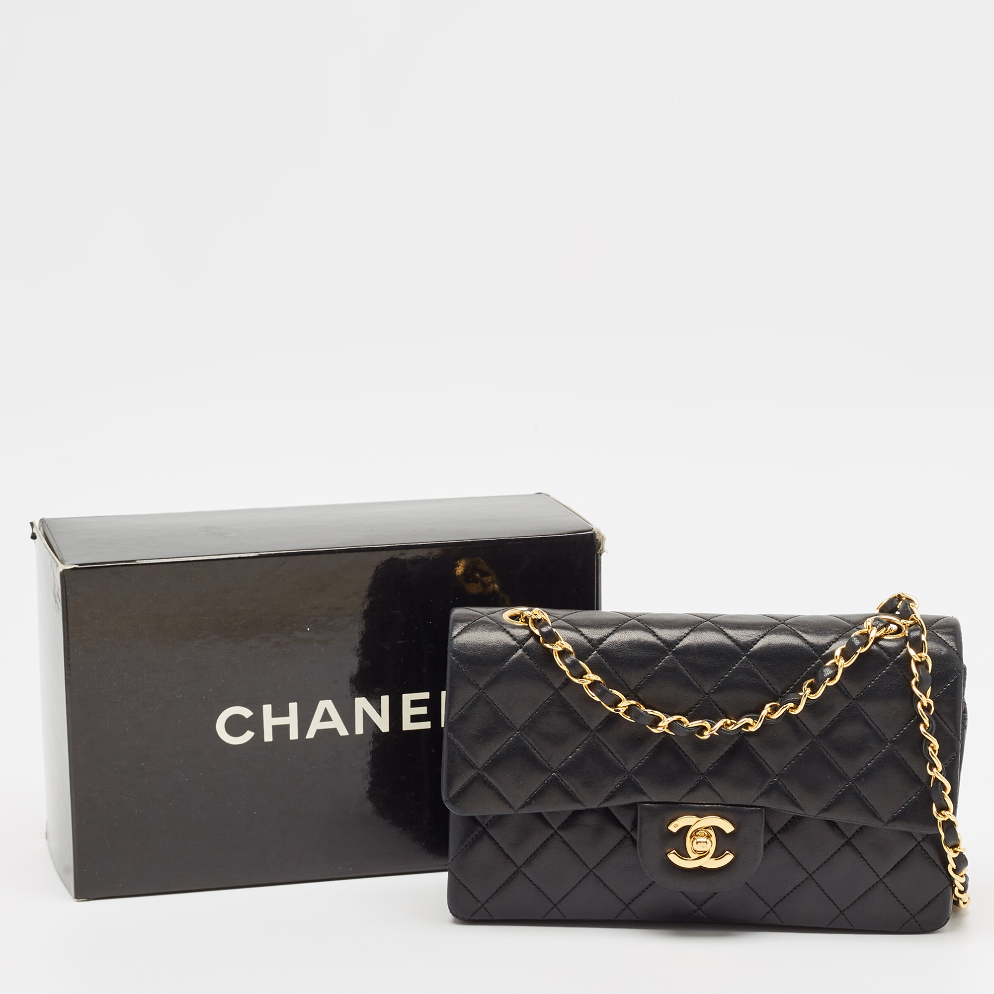 Chanel Black Quilted Leather Small Classic Double Flap Bag 
