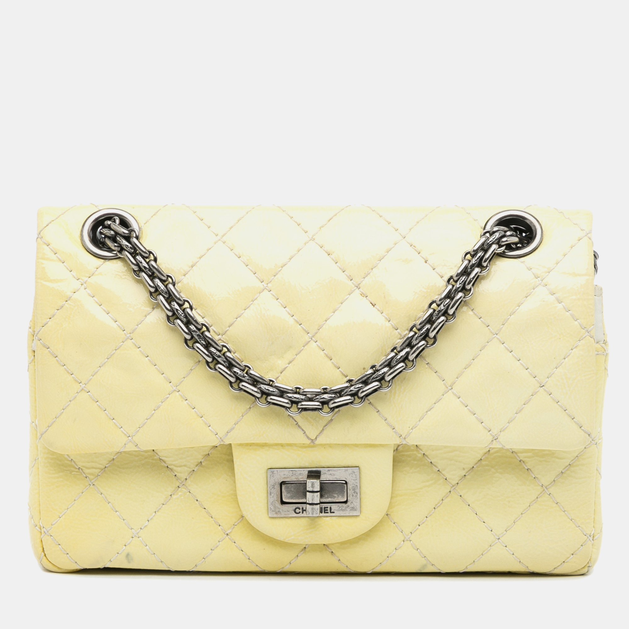 

Chanel Yellow Patent Leather Chanel Mini Reissue Patent Flap