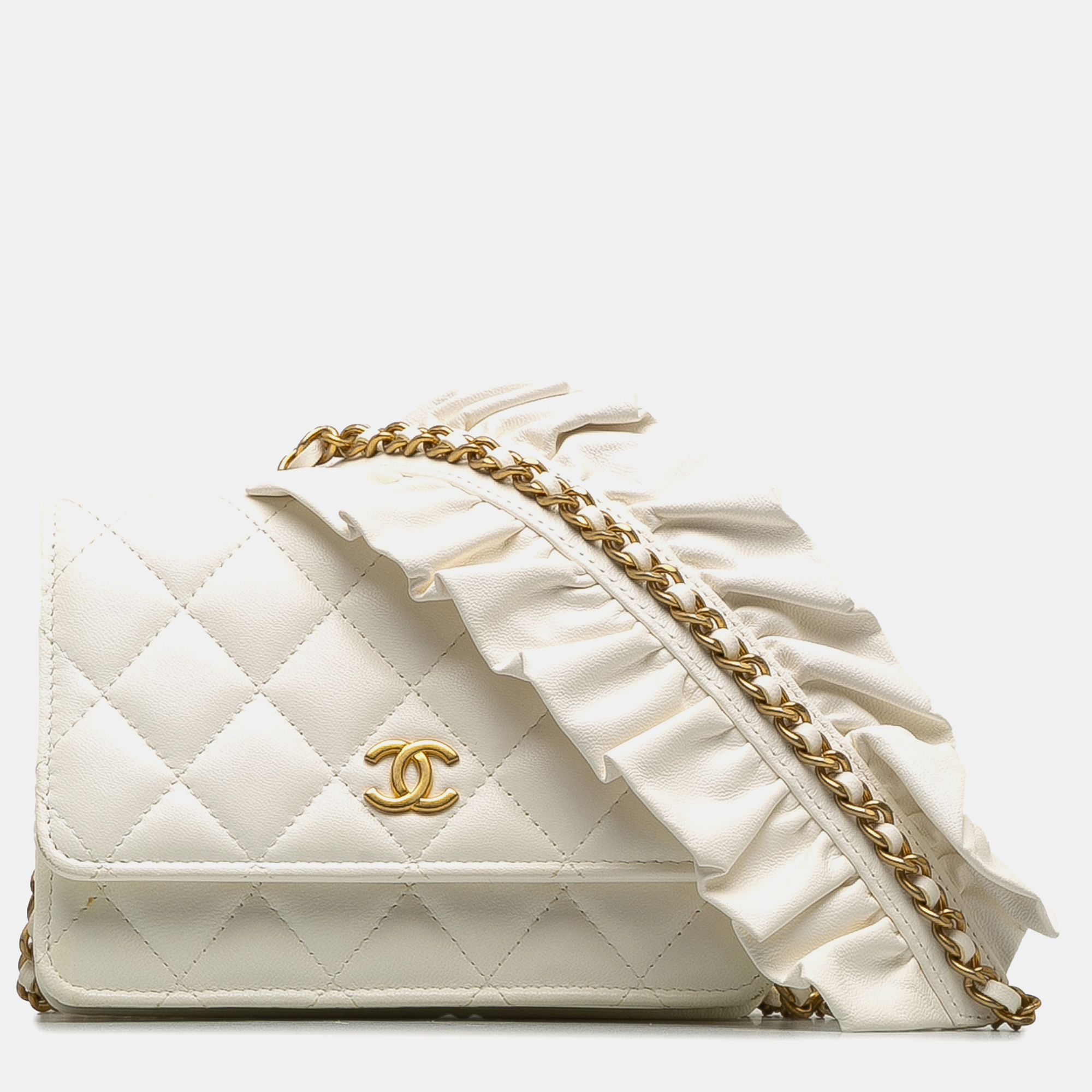 

Chanel White Lambskin Leather Romance Wallet On Chain