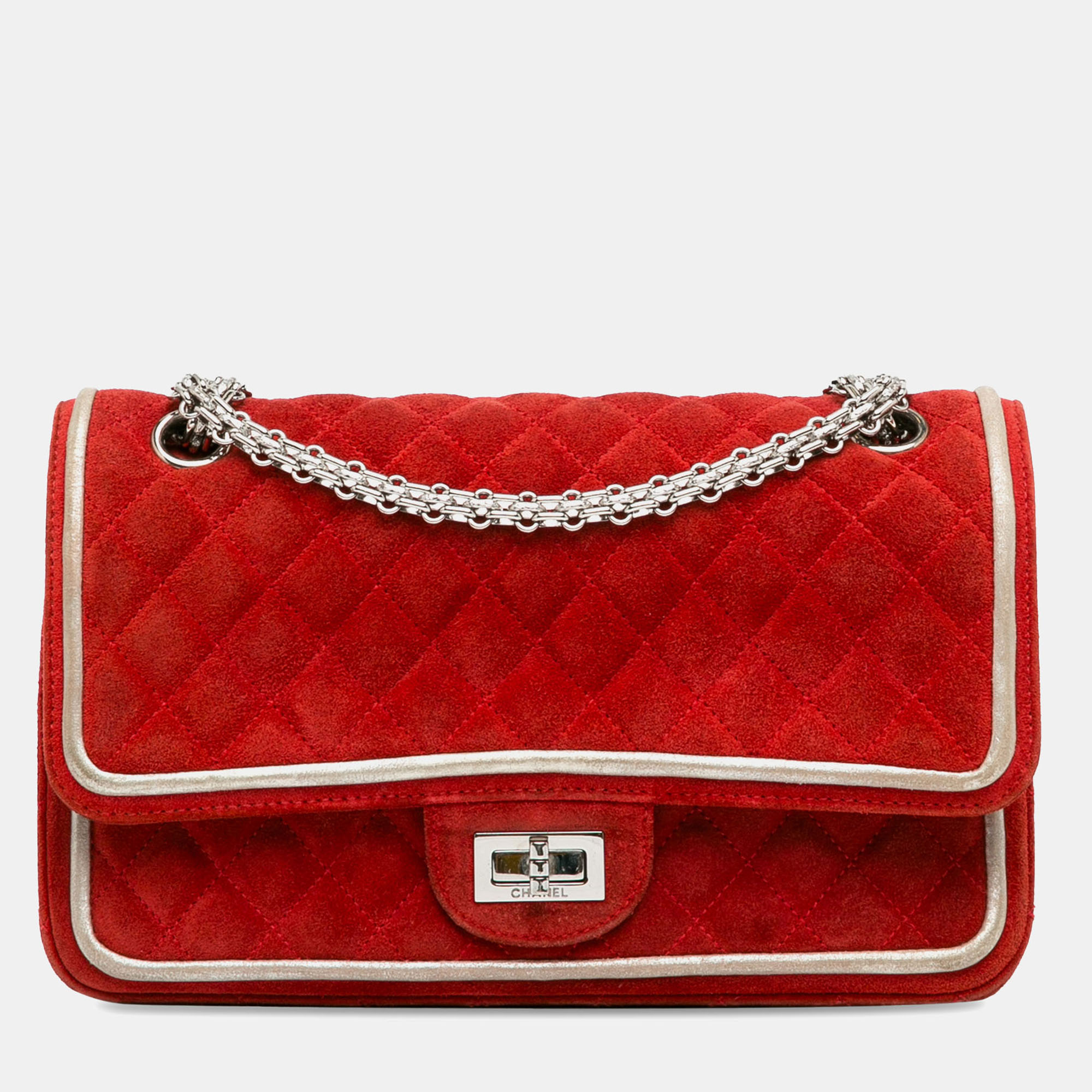 

Chanel Red Suede Medium Suede Re-issue 2.55 Double Flap Bag