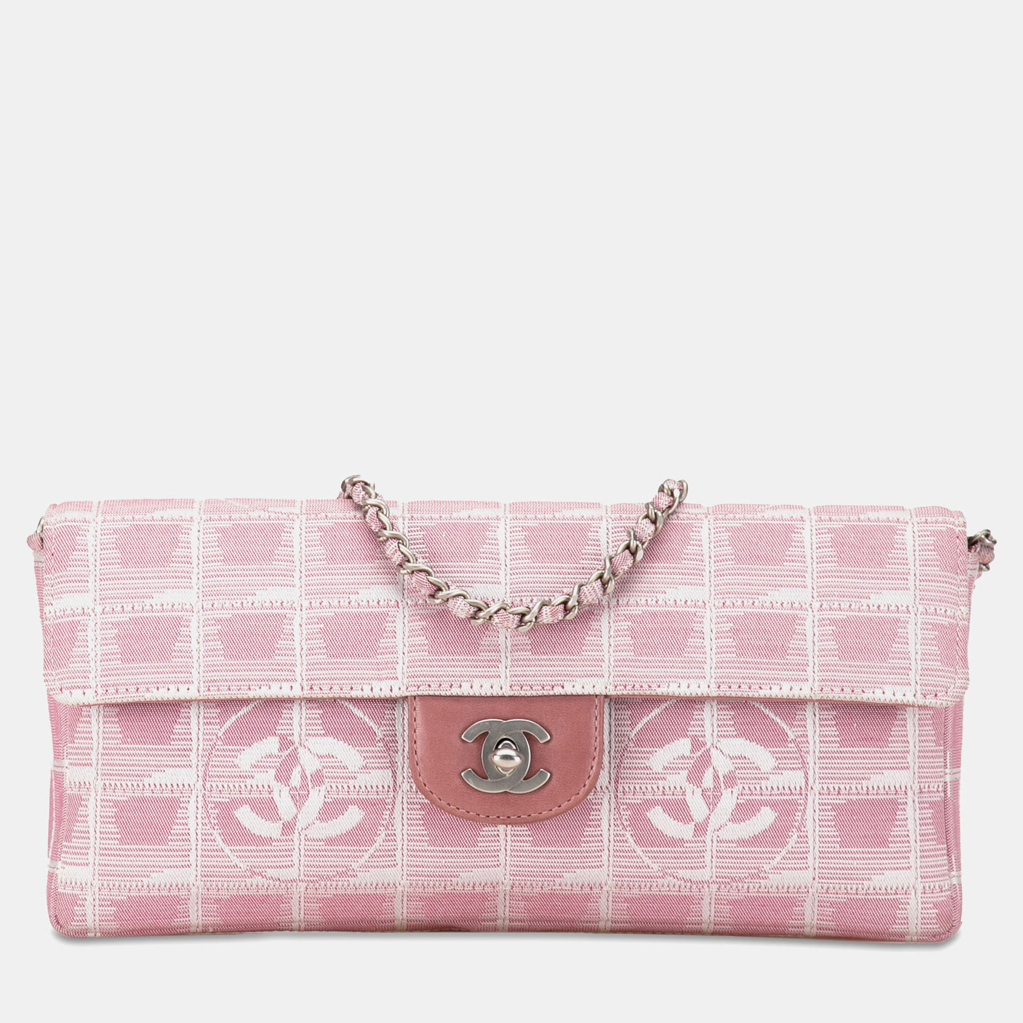 

Chanel Pink Nylon New Travel Line East West Flap