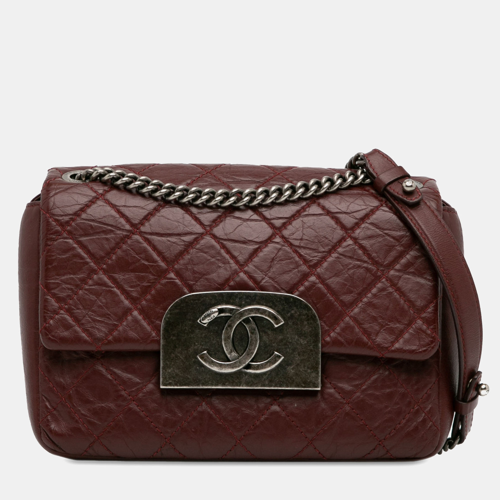 

Chanel Brown Calf Leather Aged Calfskin CC Square Flap Bag