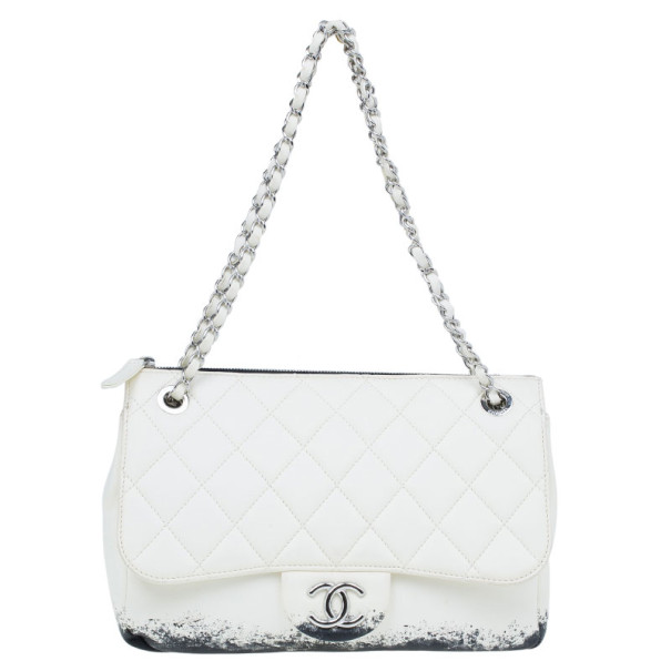 Chanel White Limited Edition Blizzard Jumbo Flap Bag
