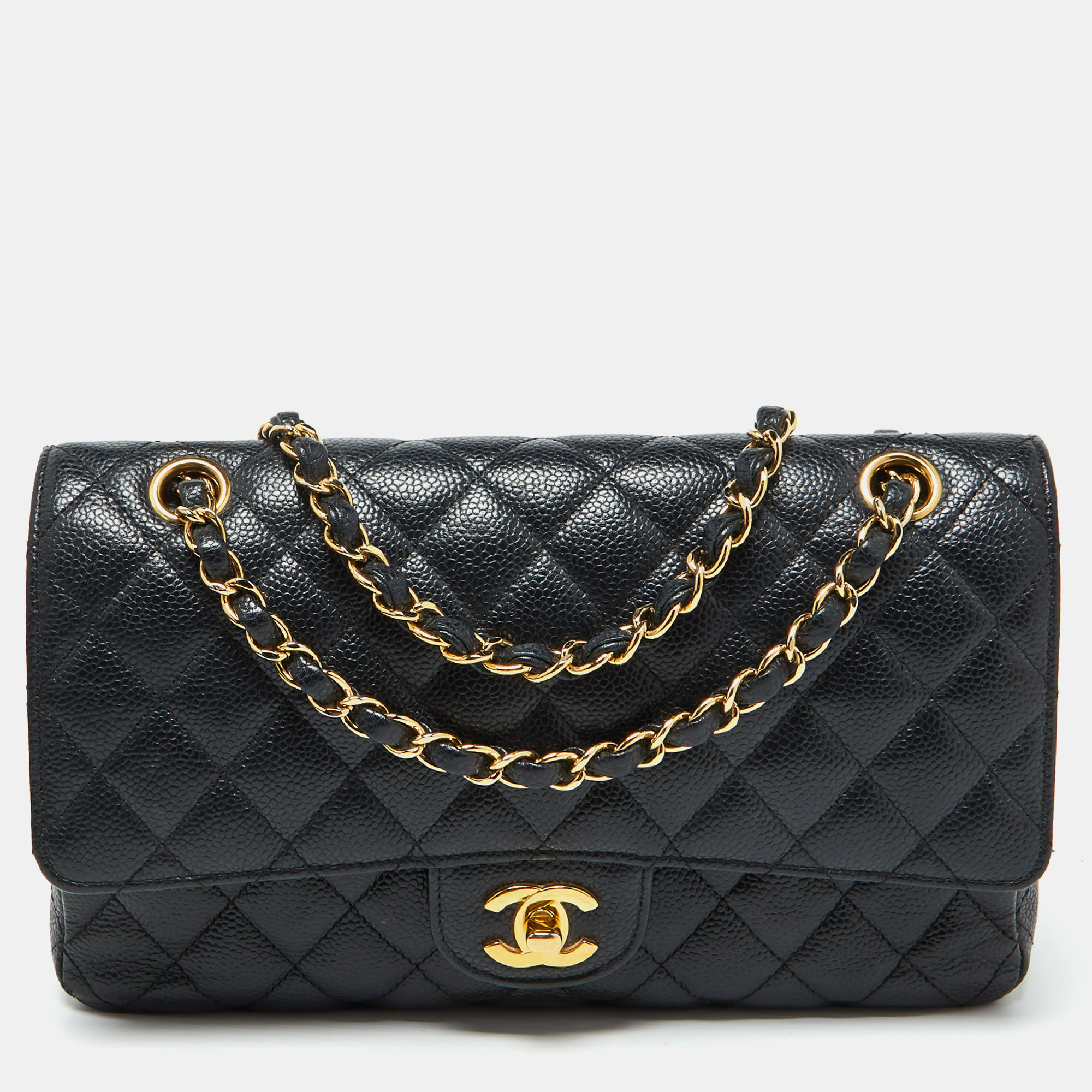 

Chanel Black Caviar Leather  Classic Double Flap Bag