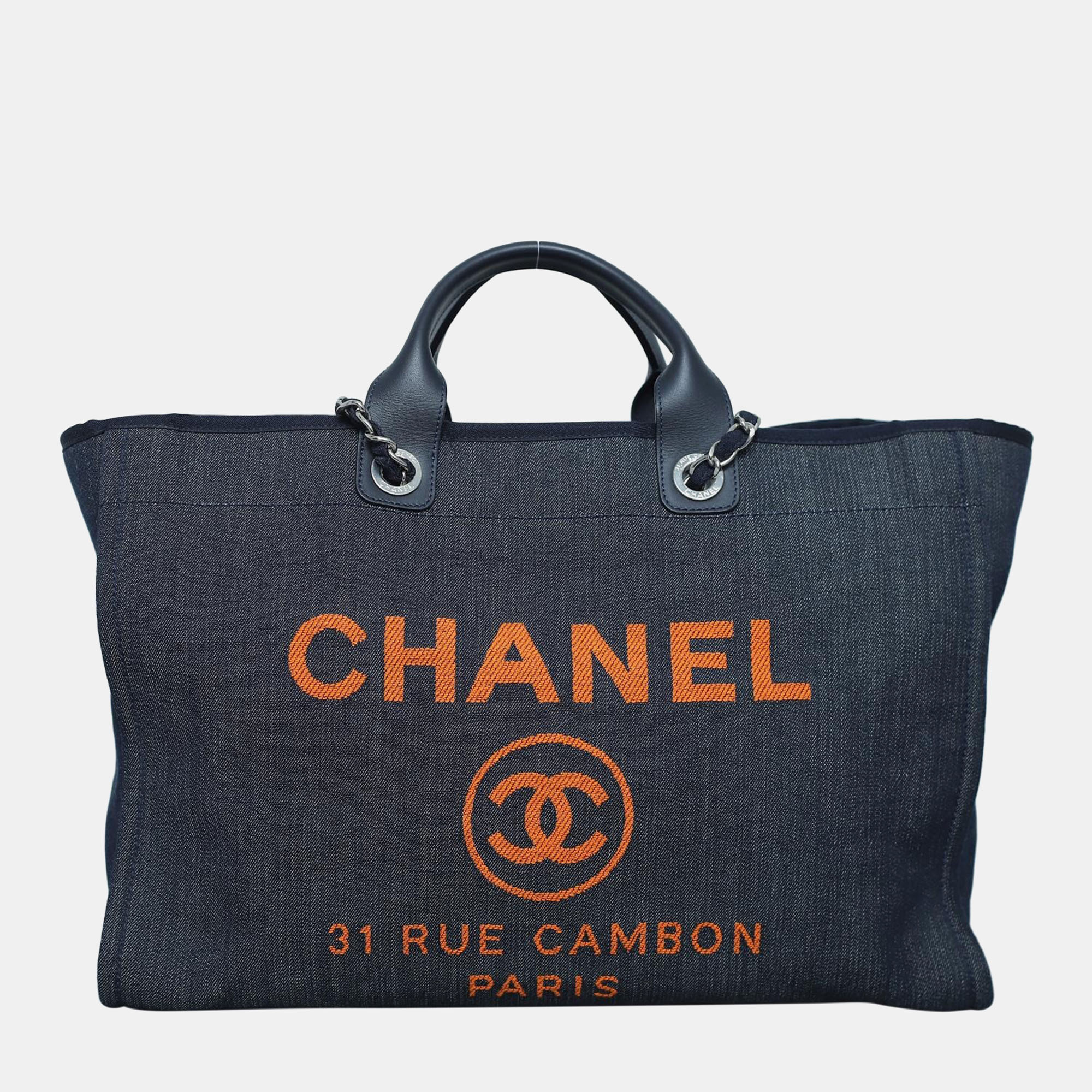 

Chanel Denim Large Deauville Tote Bag, Blue