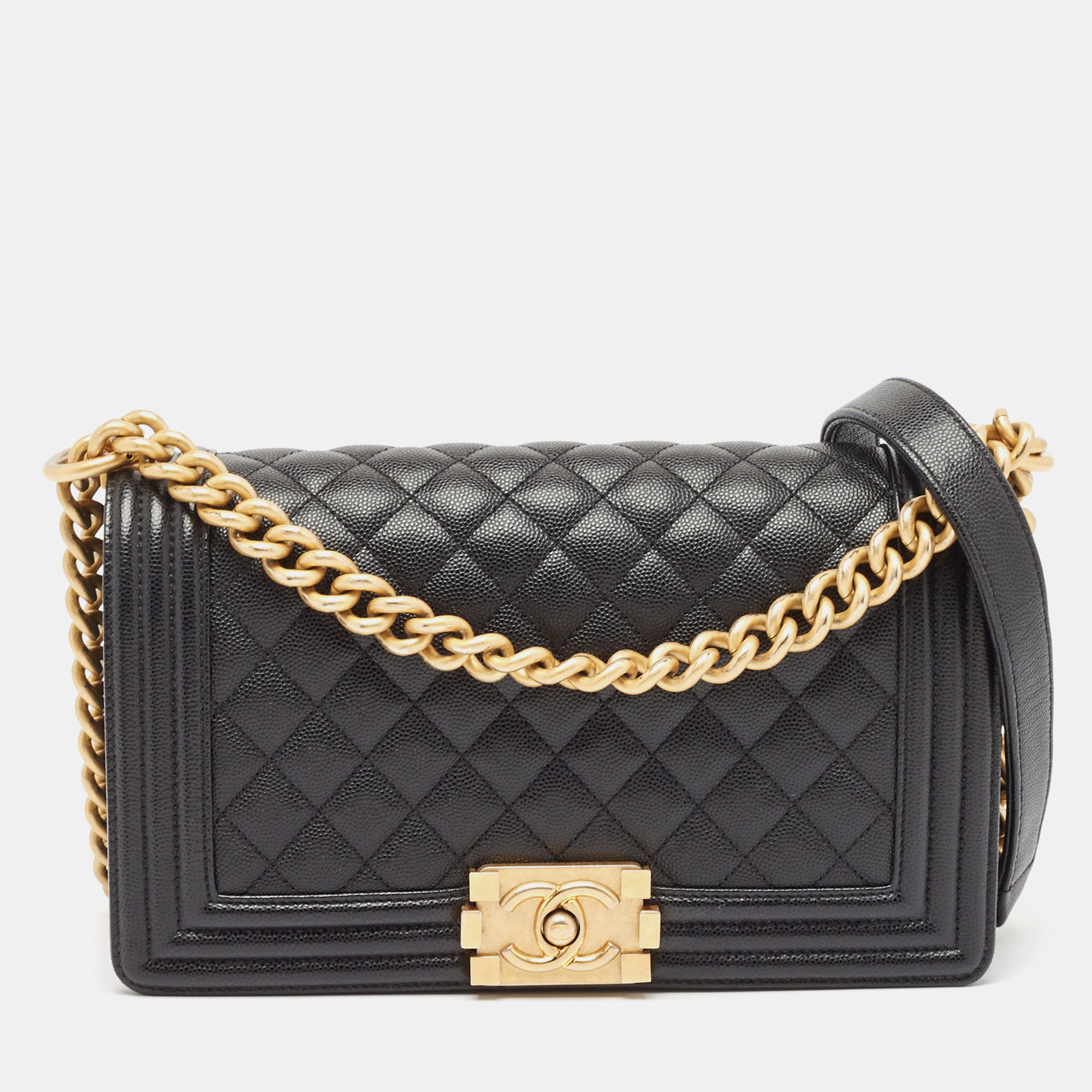 

Chanel Black Quilted Caviar Leather  Boy Flap Bag