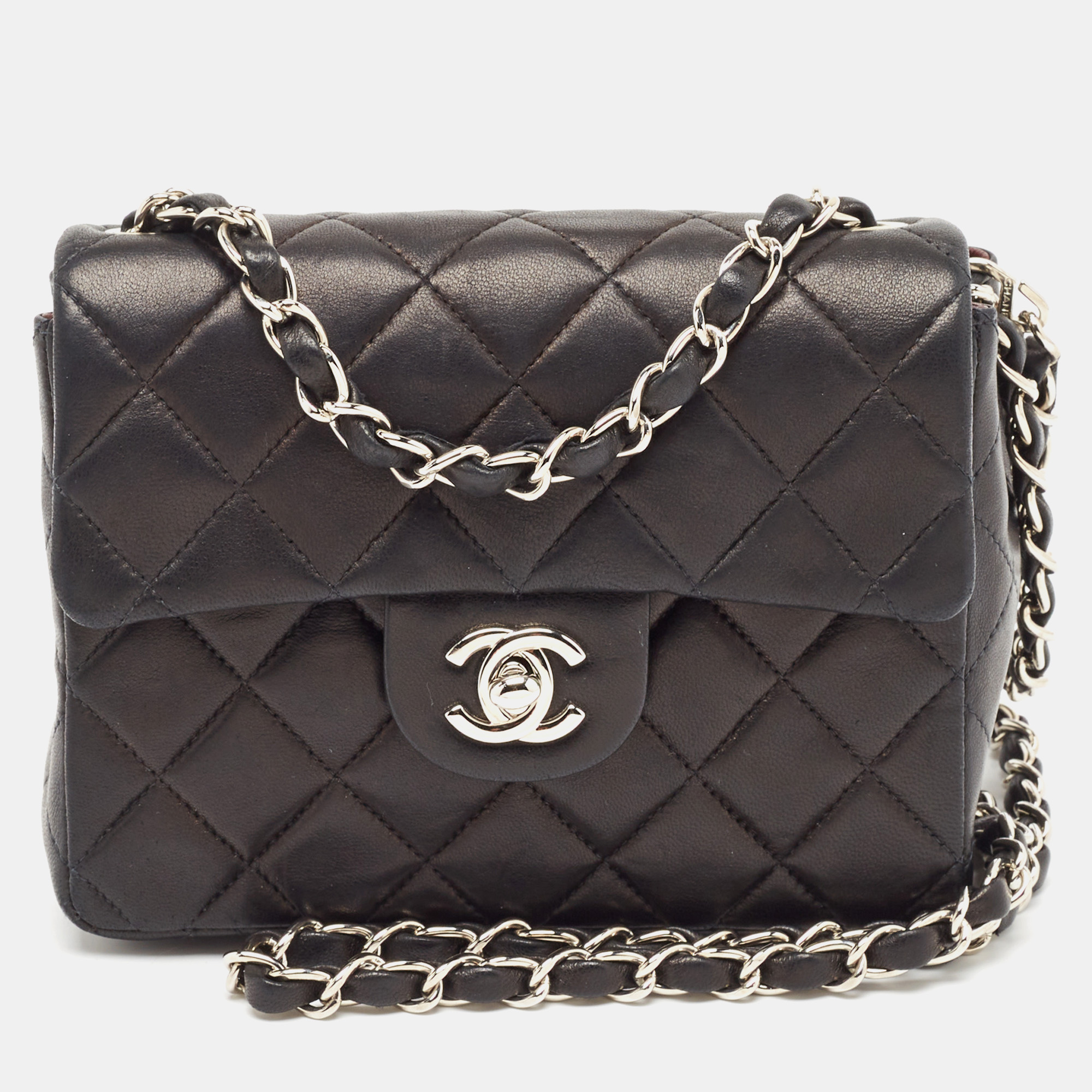 

Chanel Black Quilted Leather Mini Square Classic Flap Bag