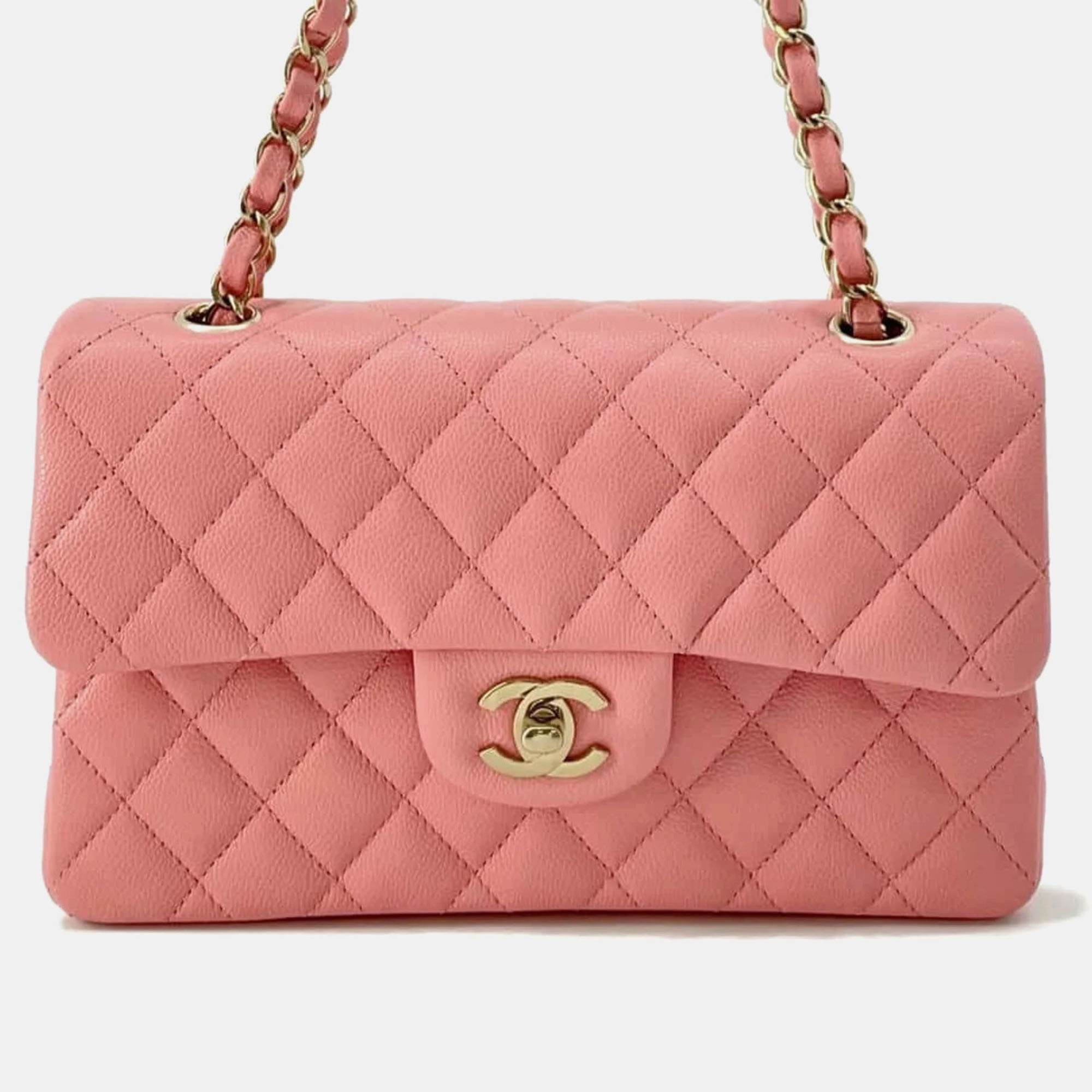 

Chanel Matelasse 23 Coco Mark Double Chain Shoulder Bag, Pink