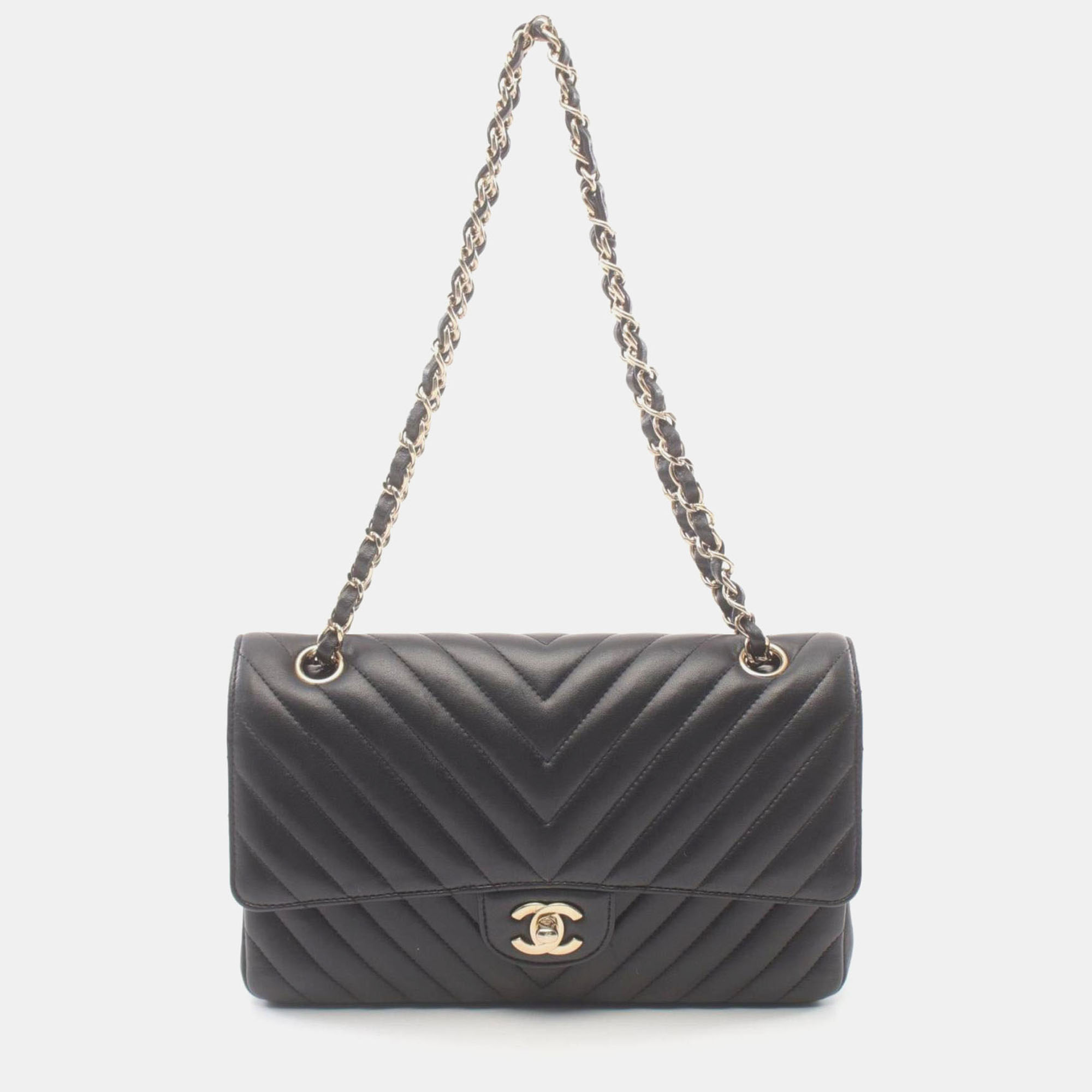 

Chanel Lambskin Black Chevron V-Stitch W-Flap Shoulder Bag