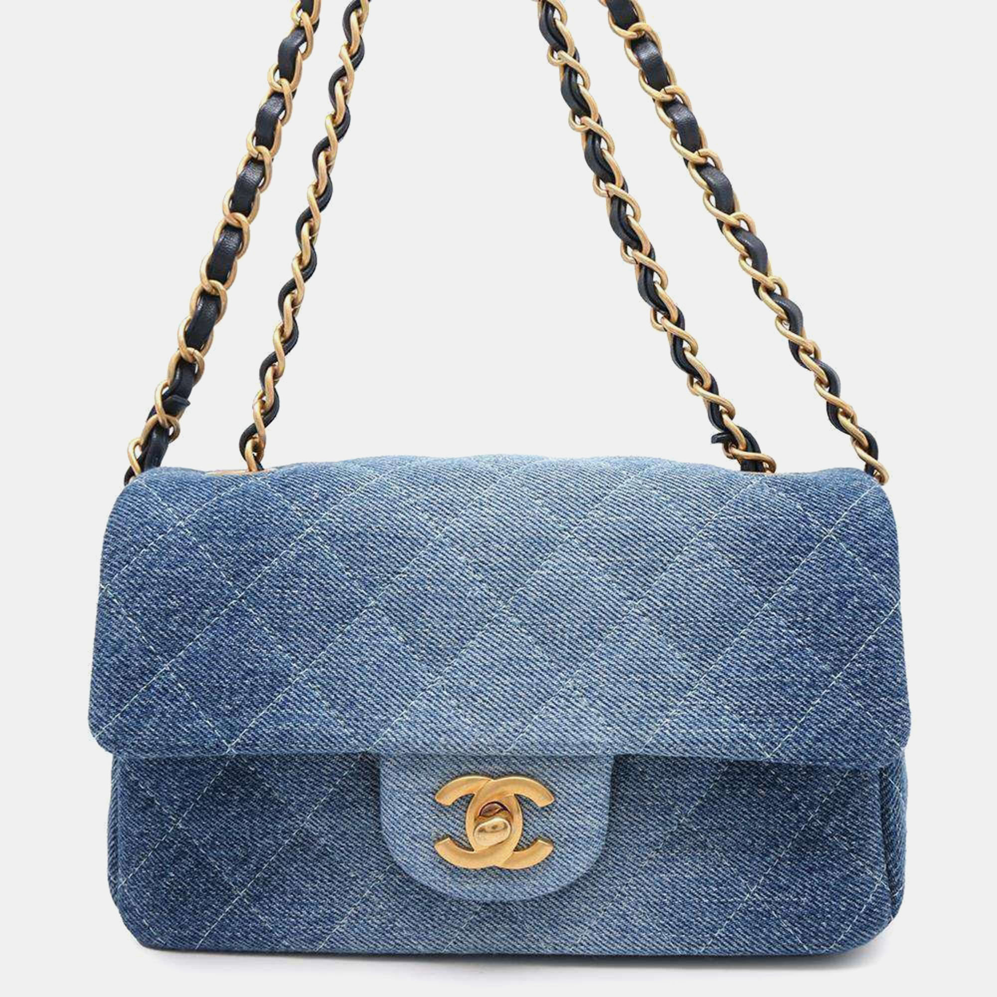 

Chanel Coco Mark Matelasse Denim Flap Chain Shoulder Bag, Blue