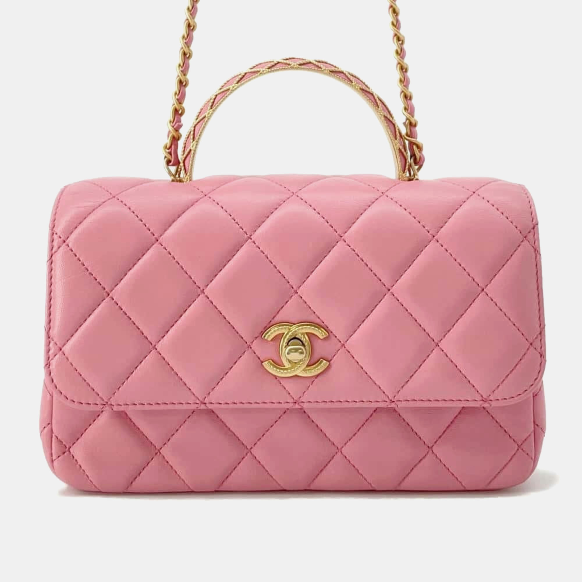 

Chanel Matelasse Coco Mark Lambskin Chain Shoulder Bag, Pink