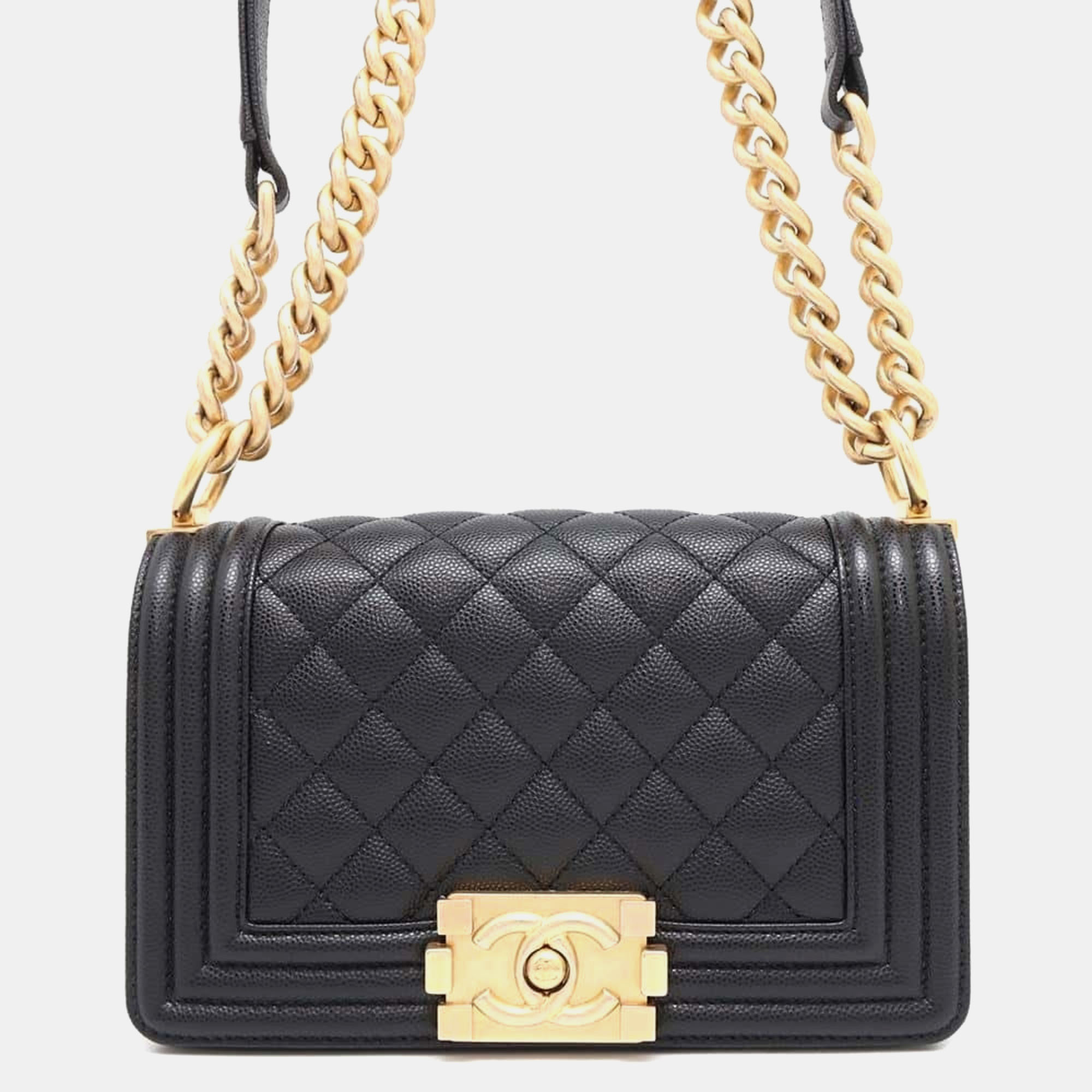 

Chanel Black Boy Small Matelasse Coco Mark Boy Chain Shoulder Bag