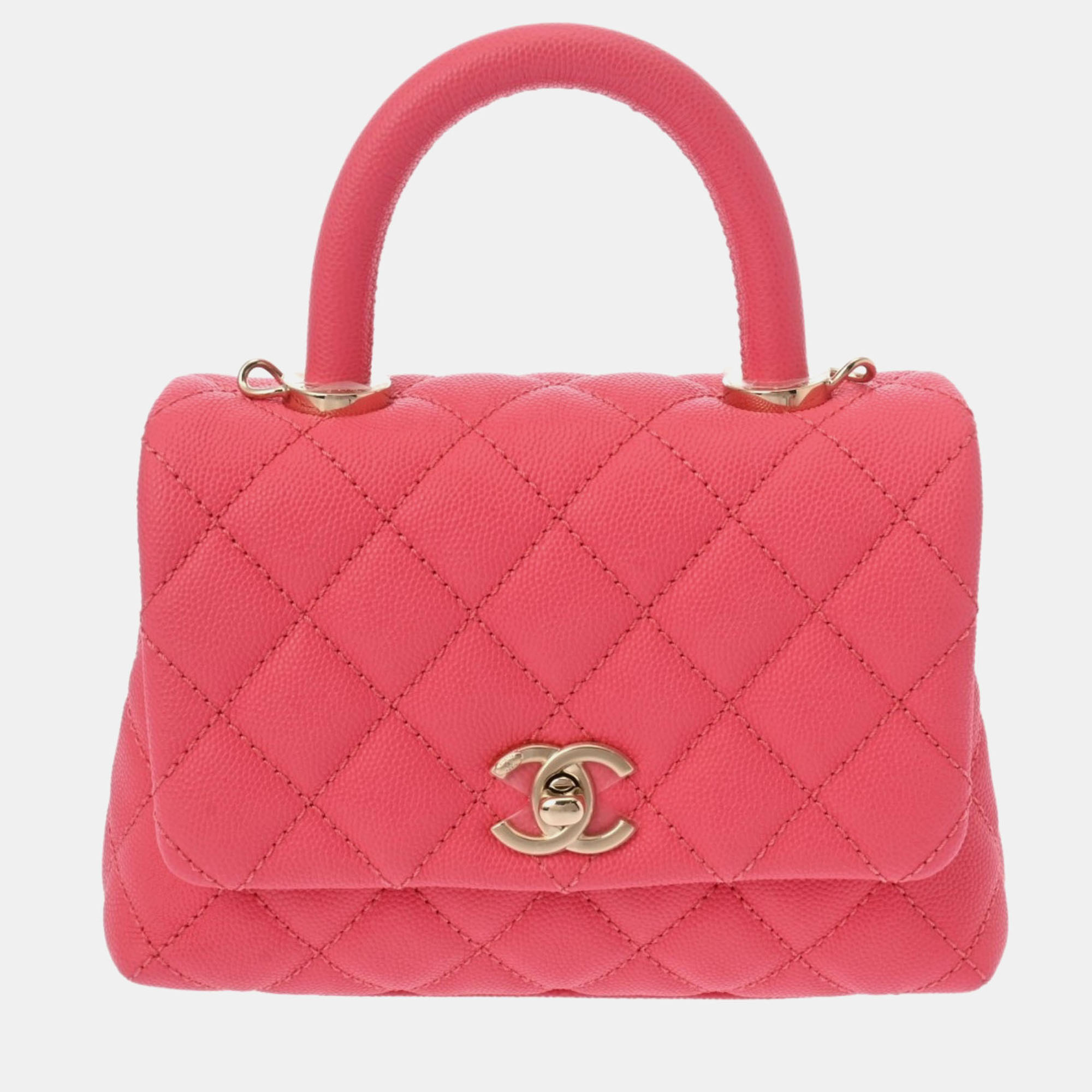 

Chanel Pink Caviar Skin Matelasse Flap Bag  Handbag