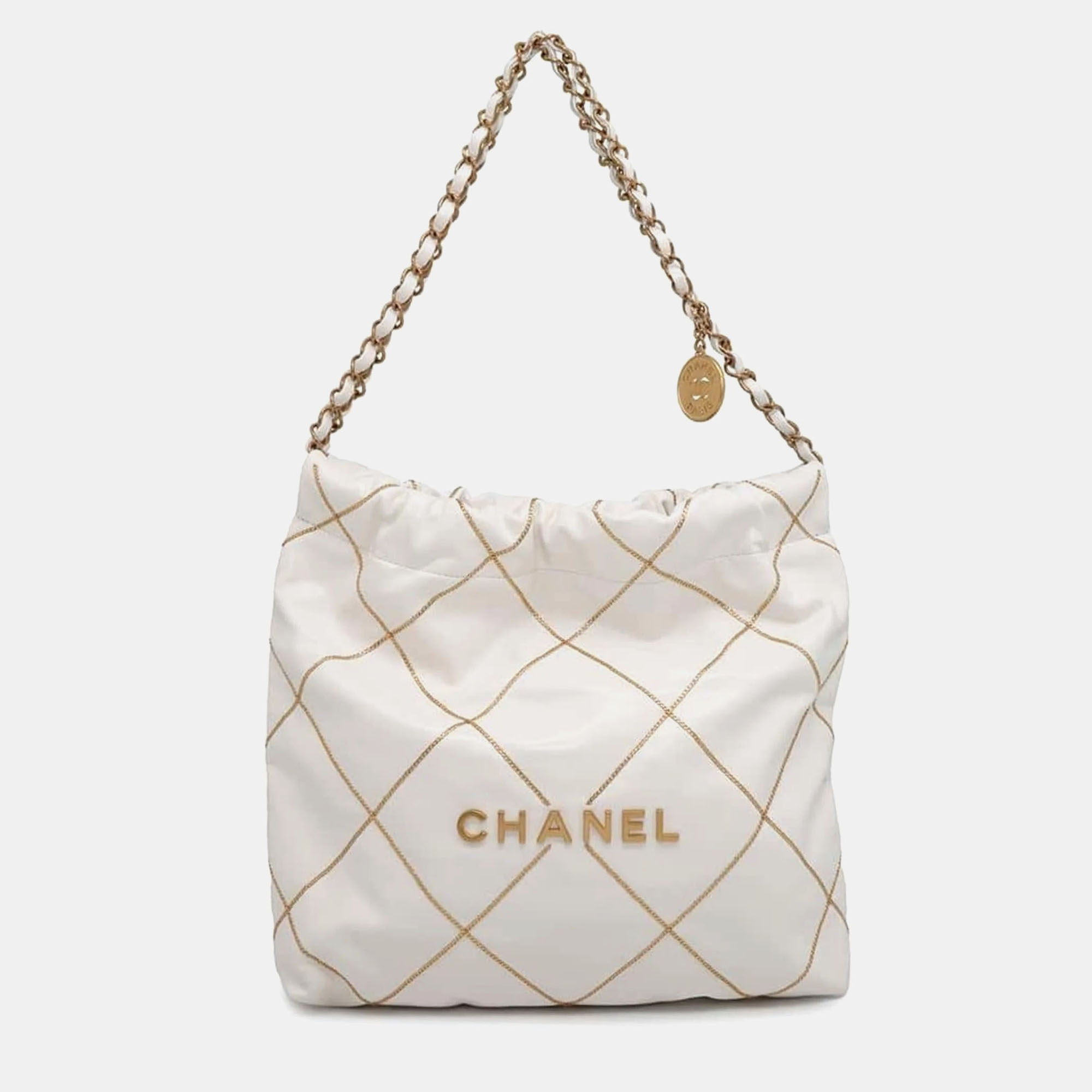 

Chanel Shiny Calf Leather Small Chain Shoulder Bag, White