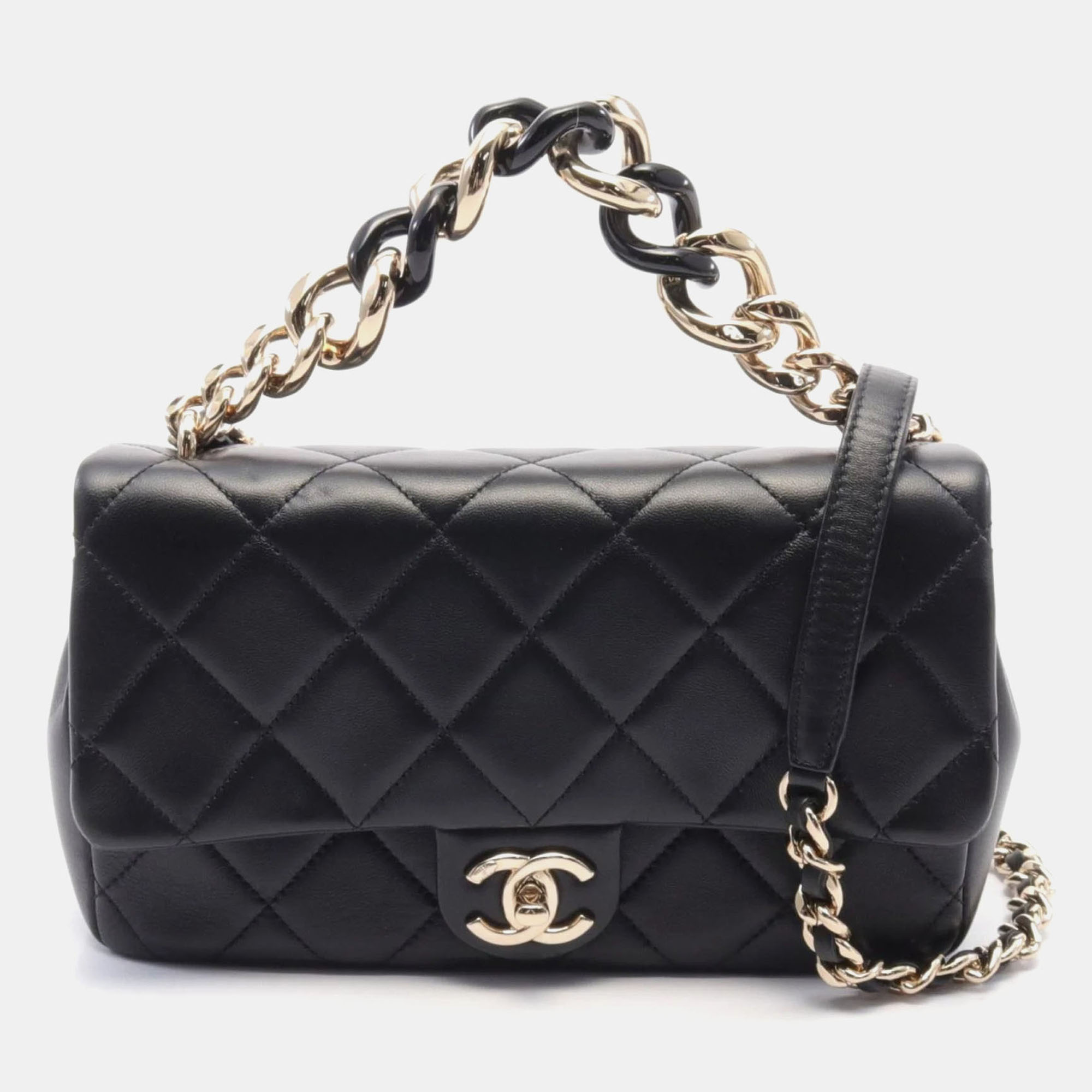 

Chanel Leather Black Matelasse Large Flap Bag