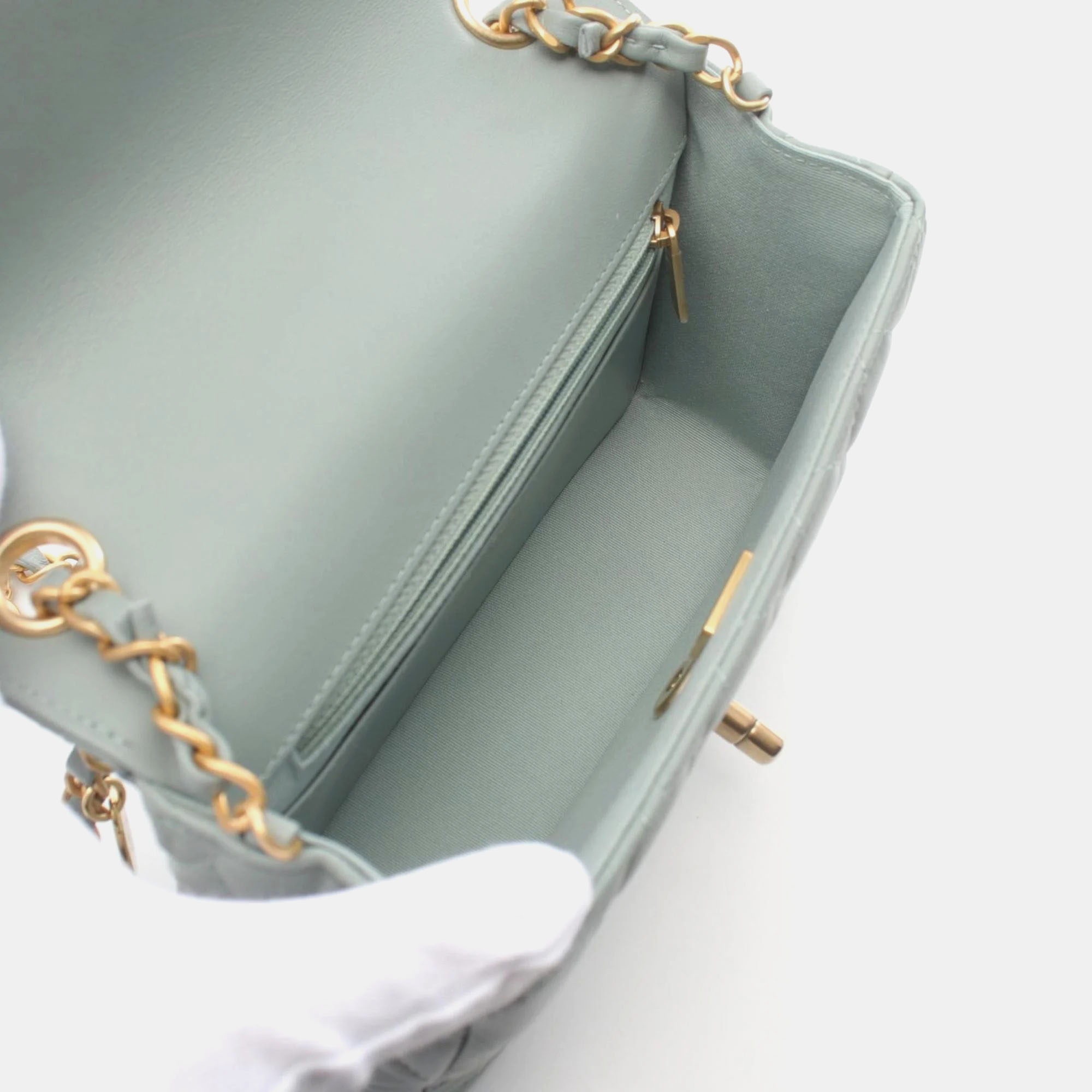 Chanel Lambskin Blue Matelasse Shoulder Bag 