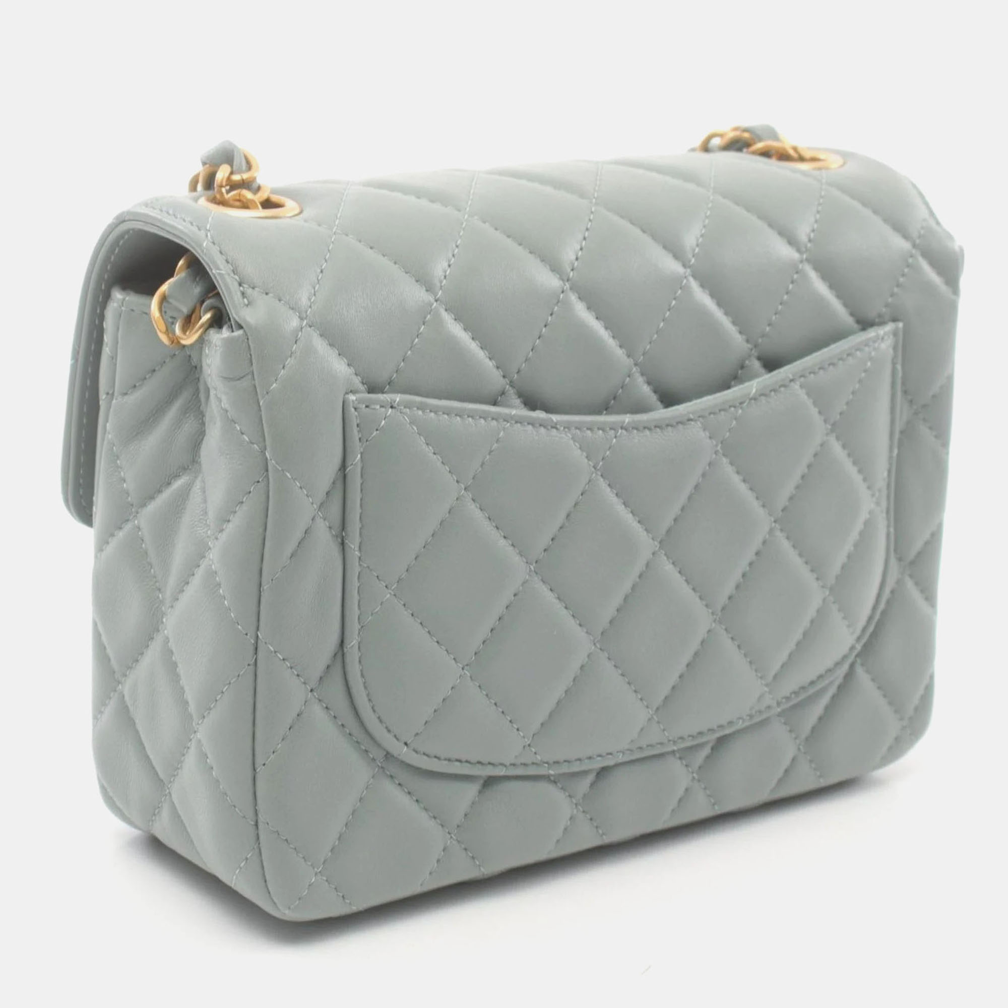 Chanel Lambskin Blue Matelasse Shoulder Bag 