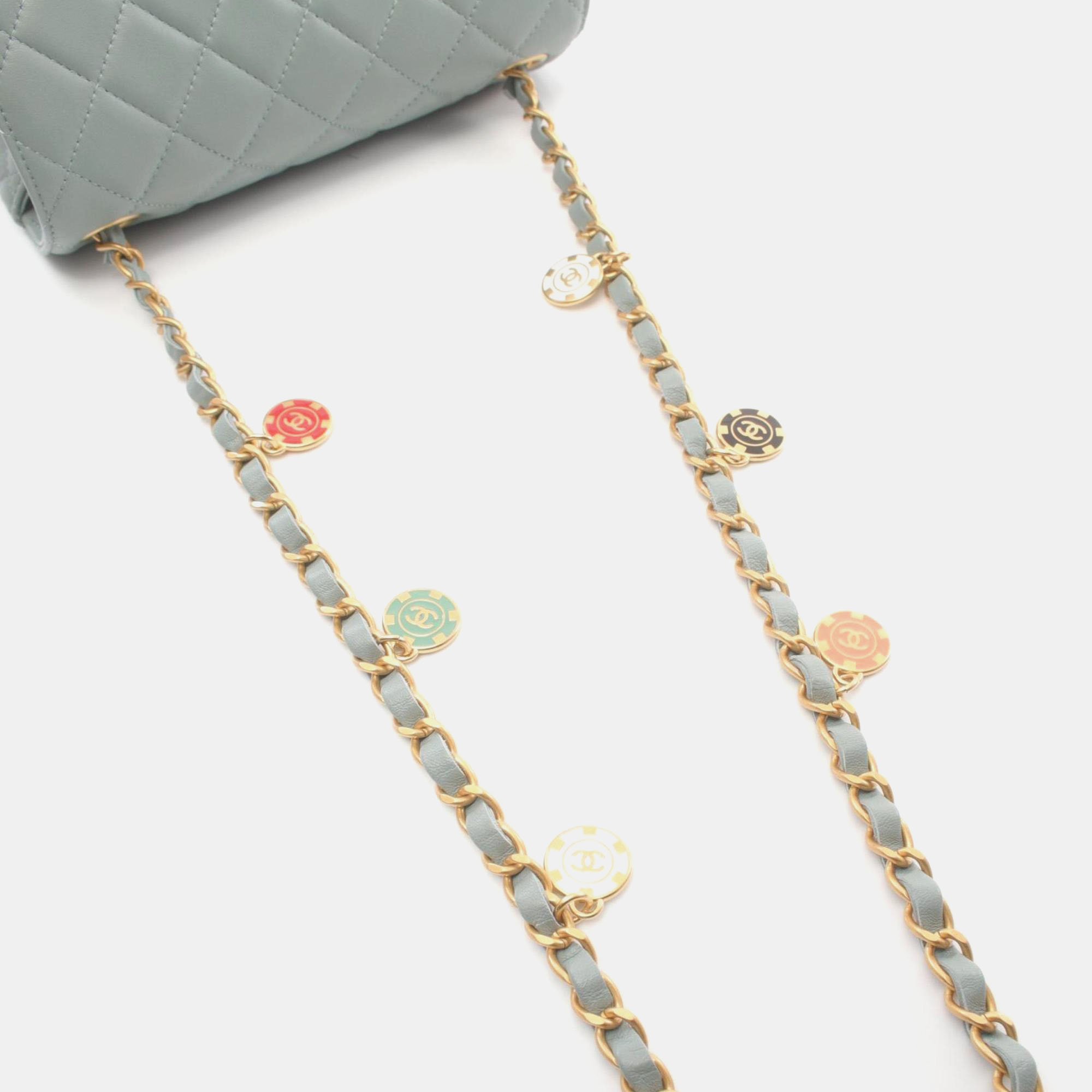 Chanel Lambskin Blue Matelasse Shoulder Bag 