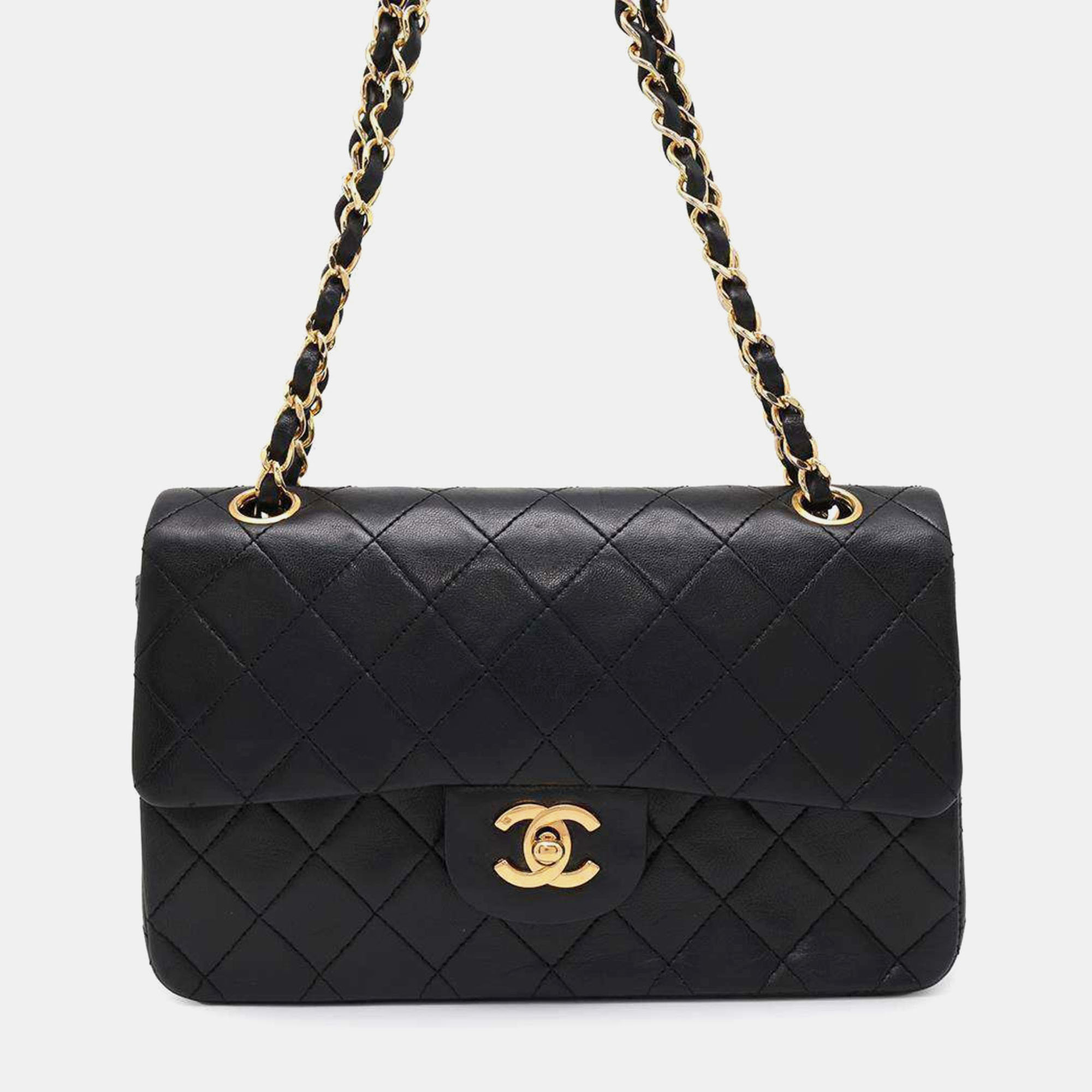 

Chanel Lambskin Black Matelasse 23 Coco Mark Double Chain Shoulder Bag