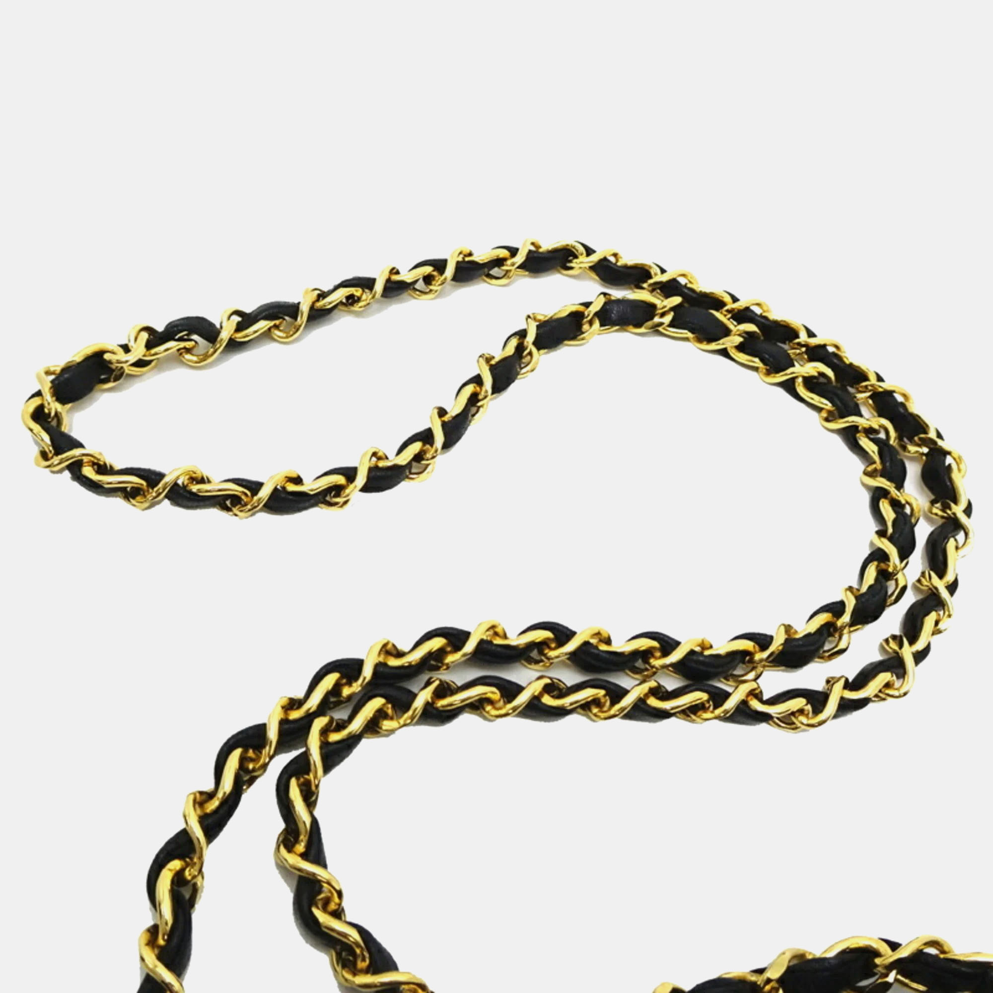 Chanel Lambskin Black Matelasse 20 Chain Shoulder Bag 