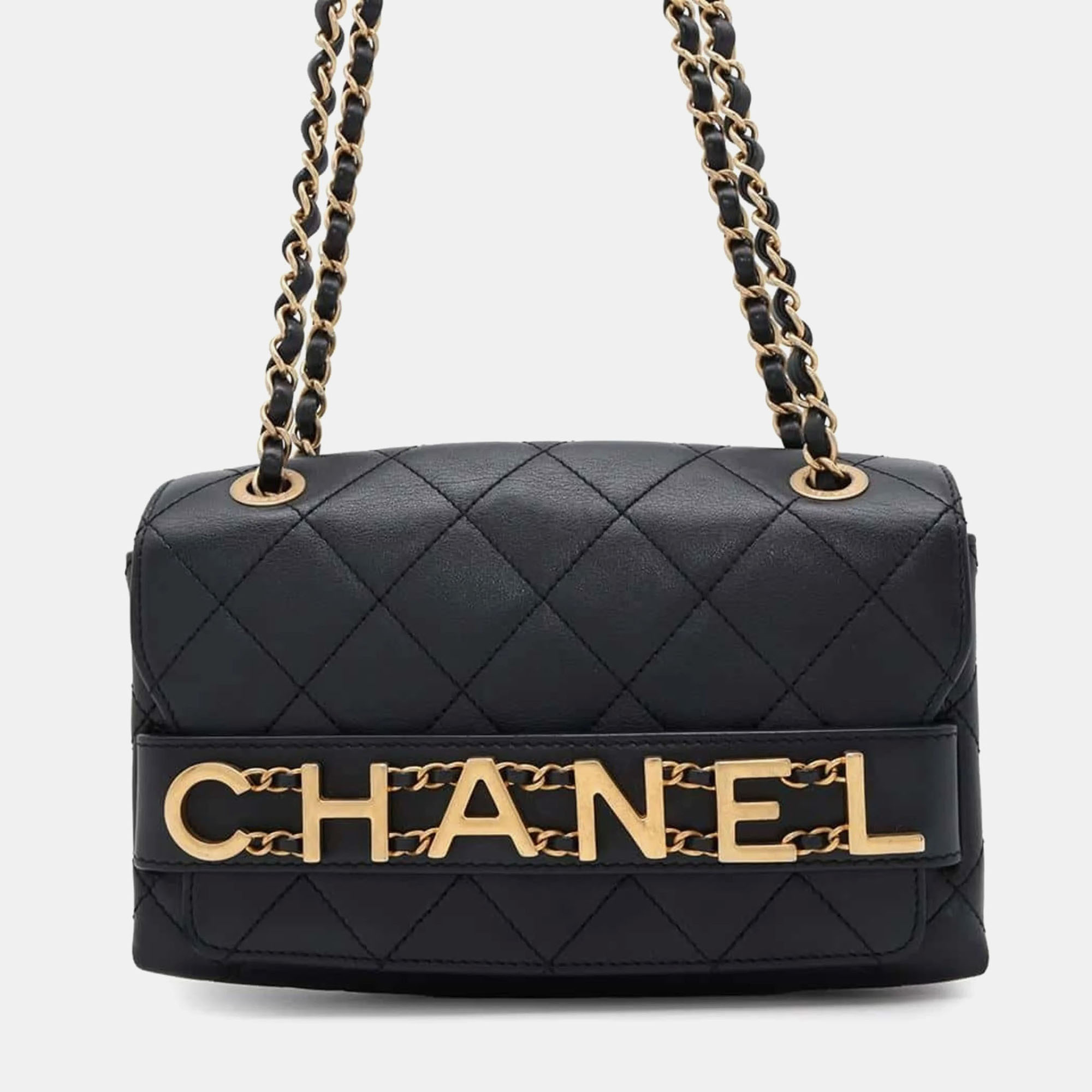 

Chanel Lambskin Black Matelasse Chain Shoulder Bag