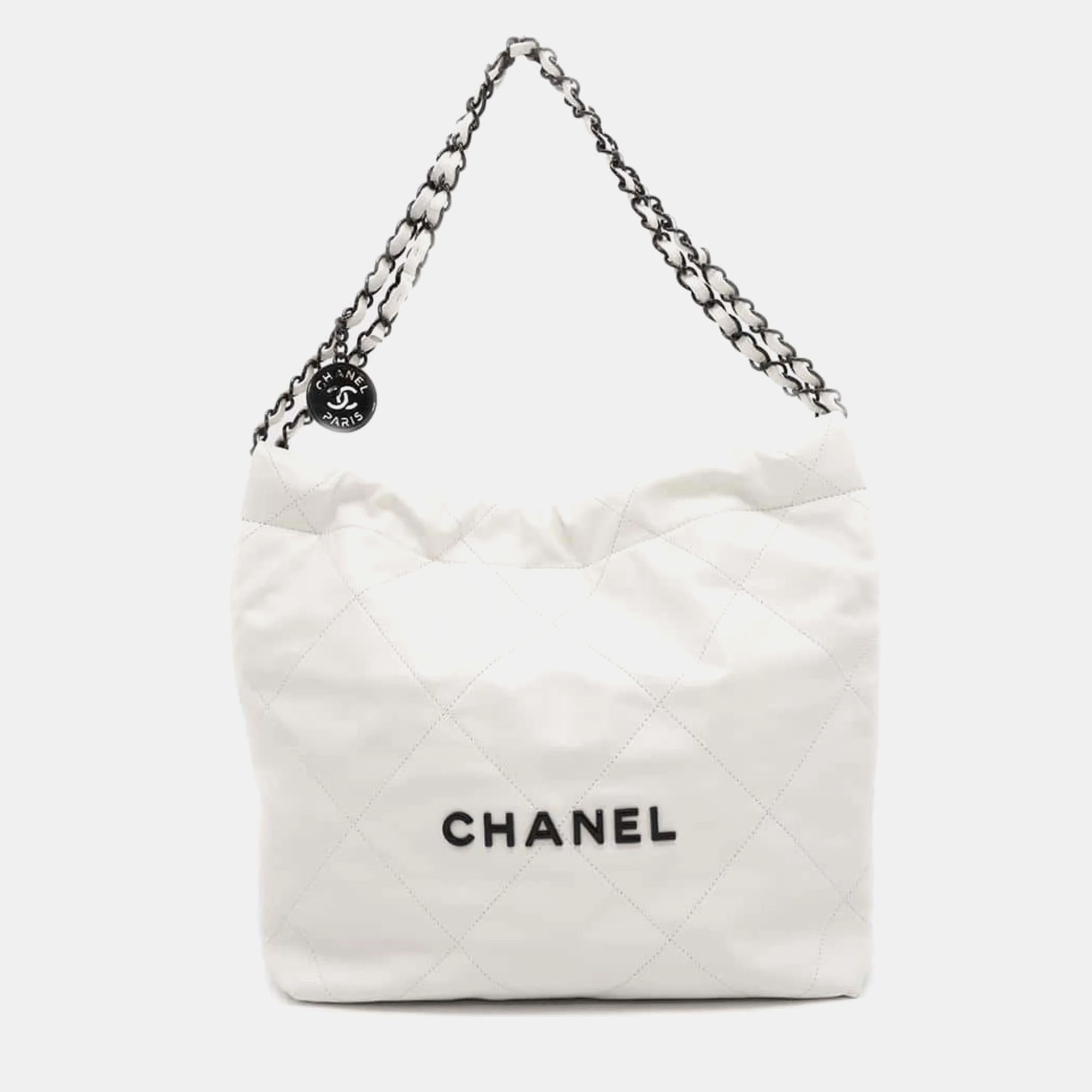 

Chanel Calfskin White Chanel22 Small Chain Shoulder Bag