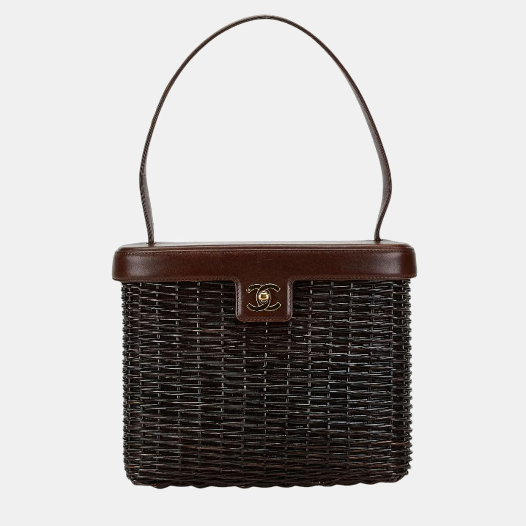 

Chanel Brown Rattan Lambskin Coco Mark Basket Bag