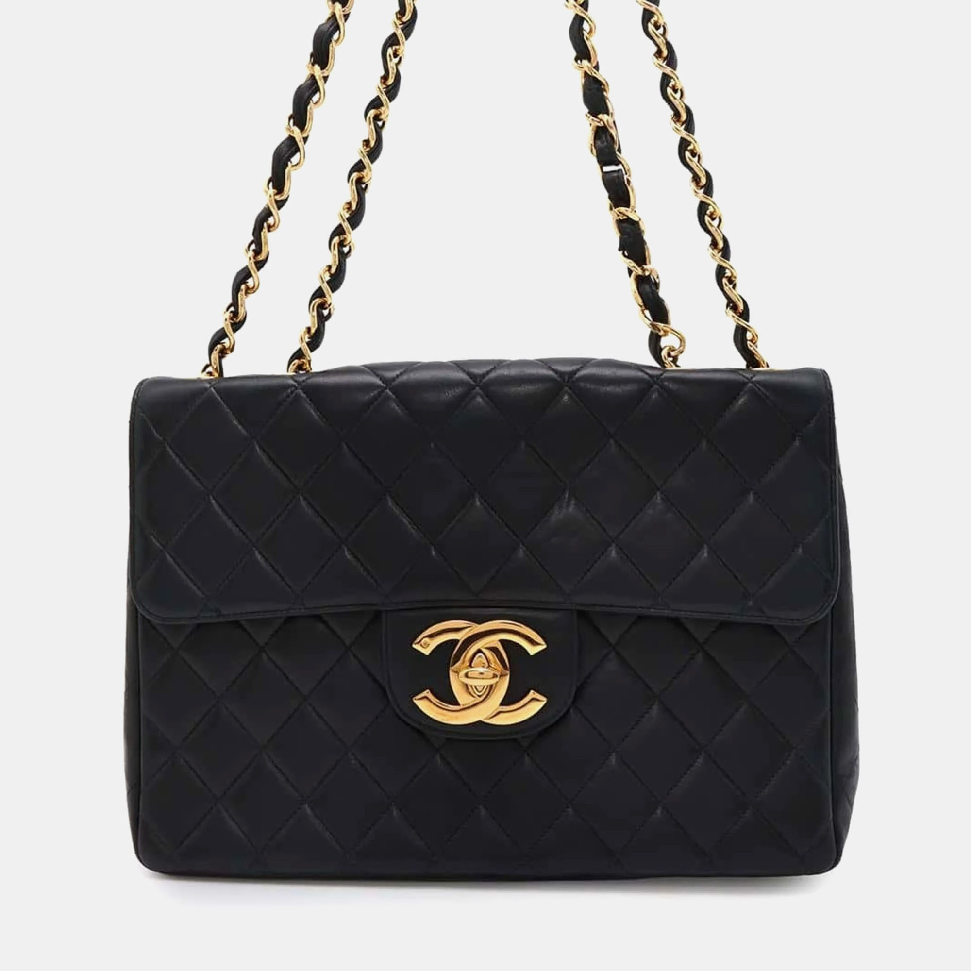 

Chanel Lambskin Dekamato Black Matelasse 30 Coco Mark Chain Shoulder Bag