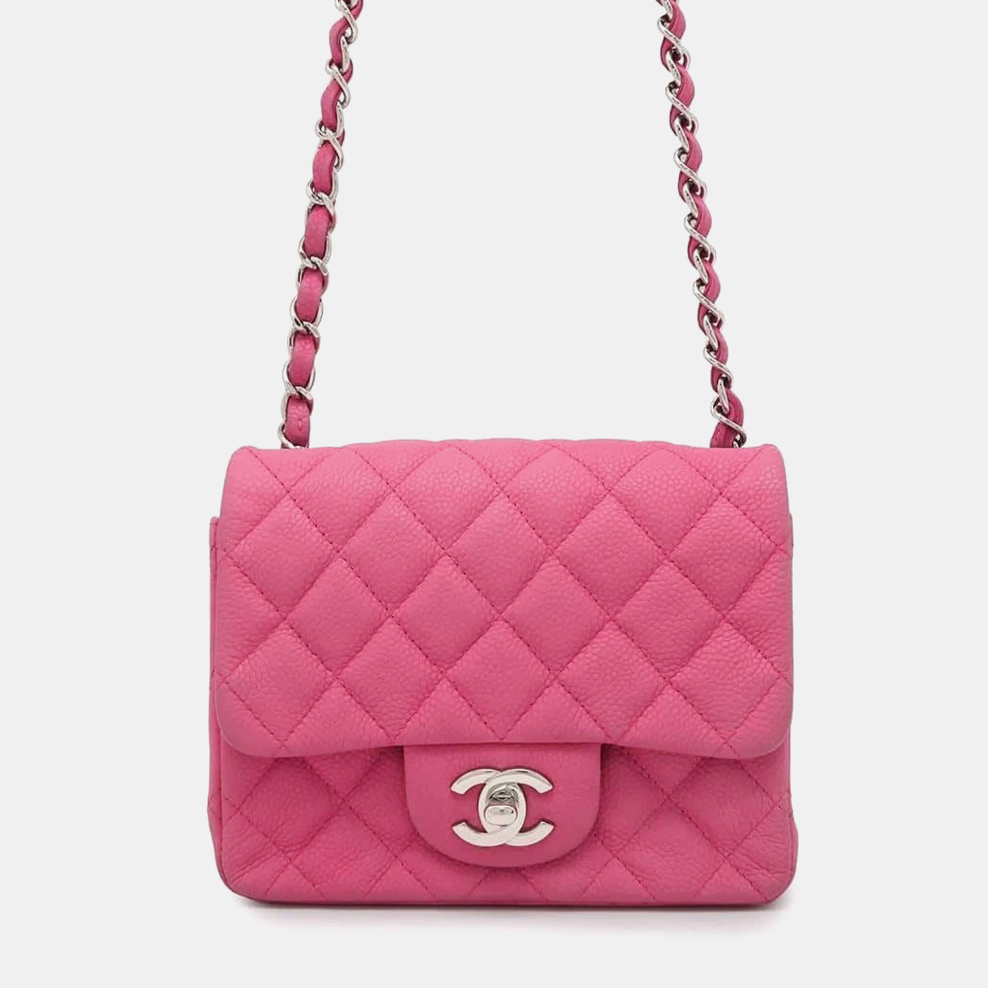 

Chanel Matelasse Coco Mark Caviar Skin Chain Shoulder Bag, Pink