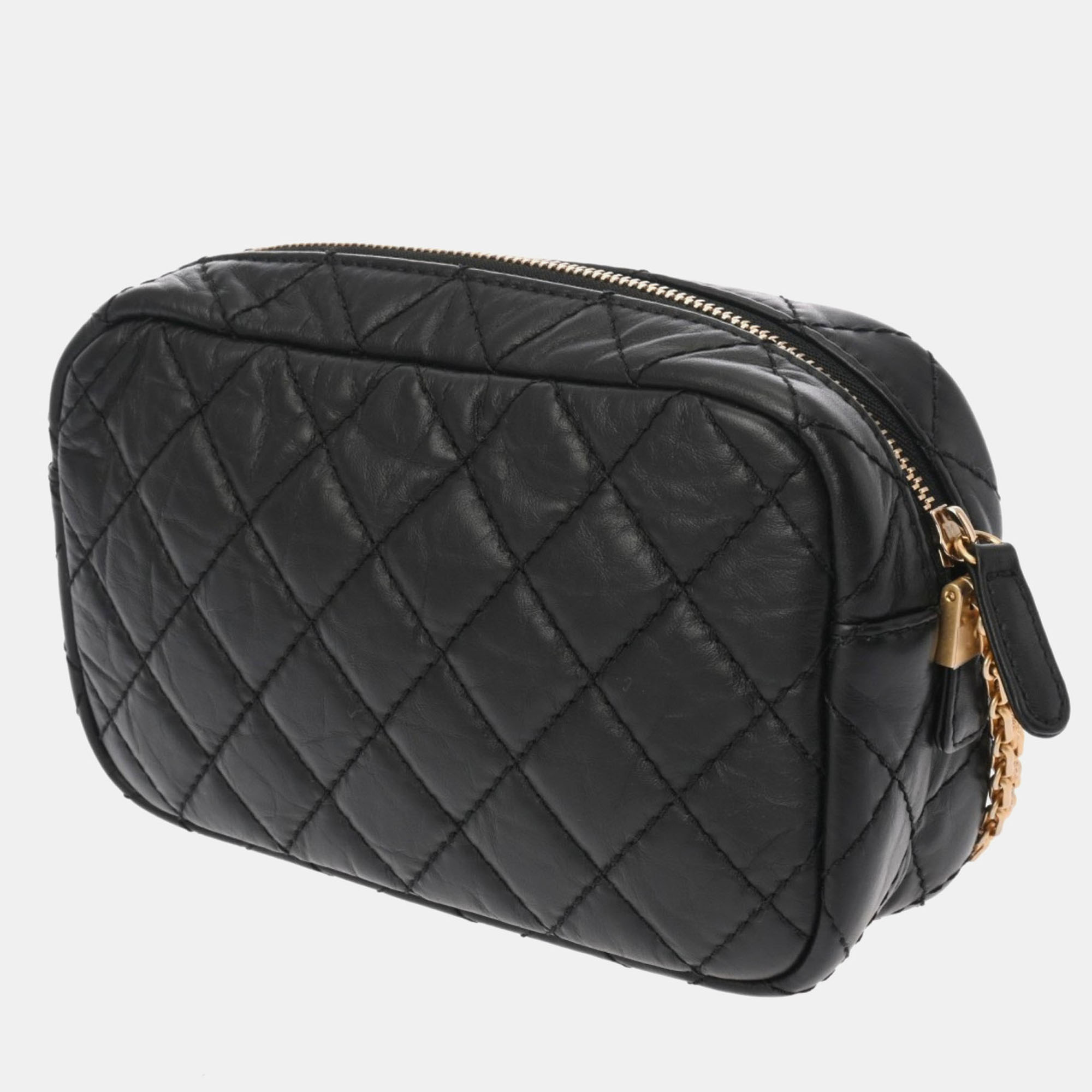 Chanel Black Leather 2.55 Chain Shoulder Camera Bag 
