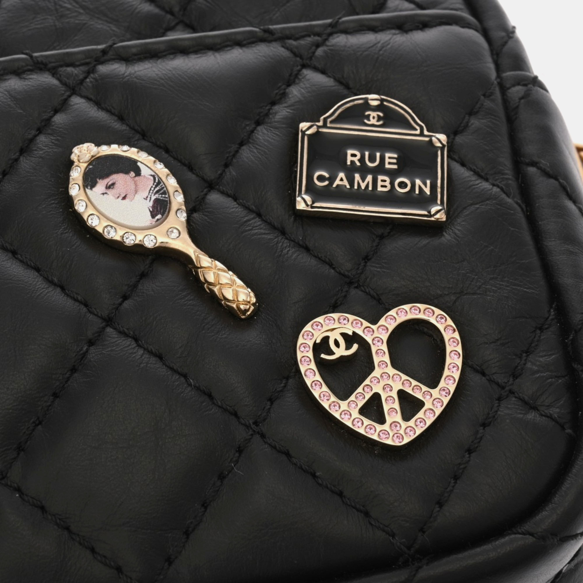 Chanel Black Leather 2.55 Chain Shoulder Camera Bag 