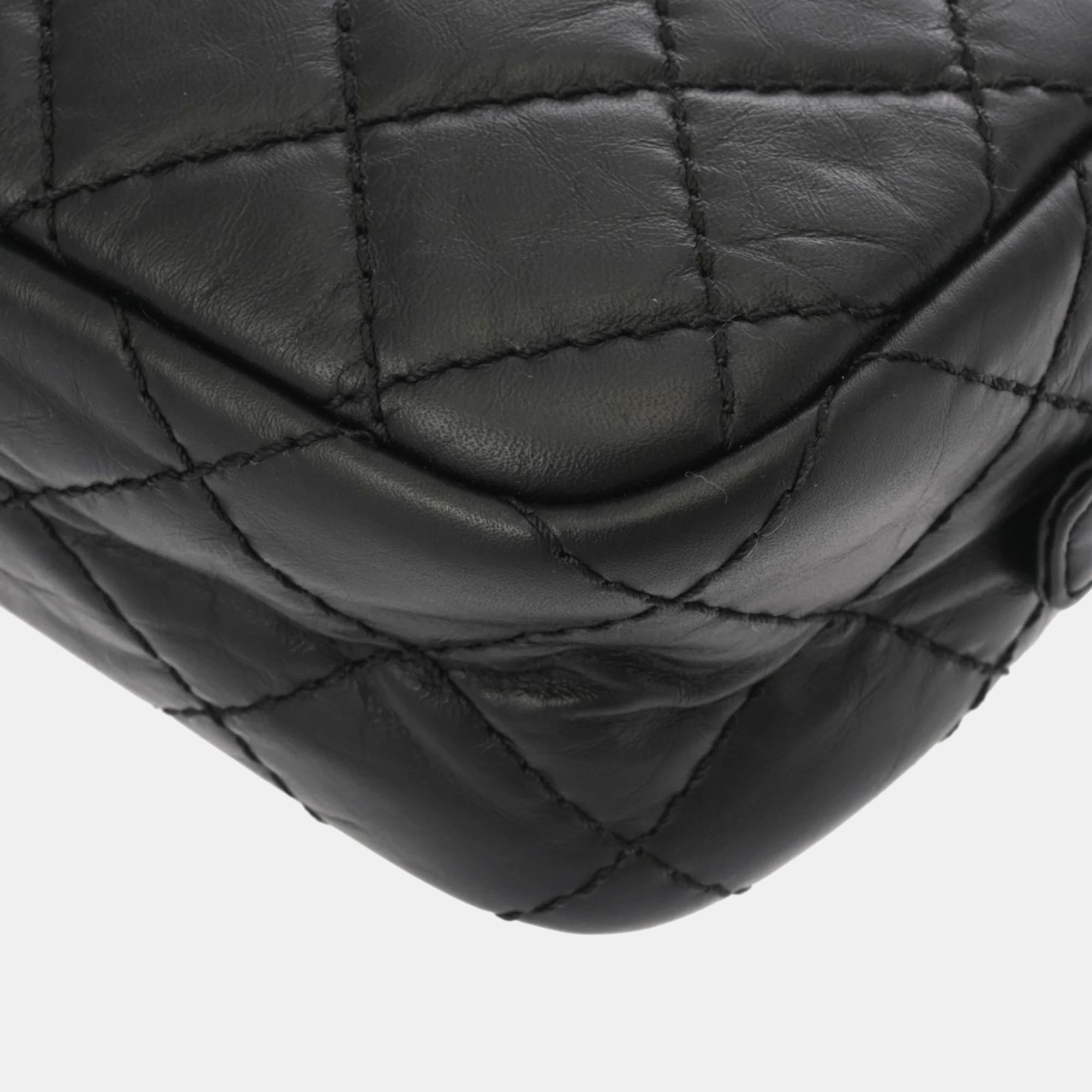 Chanel Black Leather 2.55 Chain Shoulder Camera Bag 