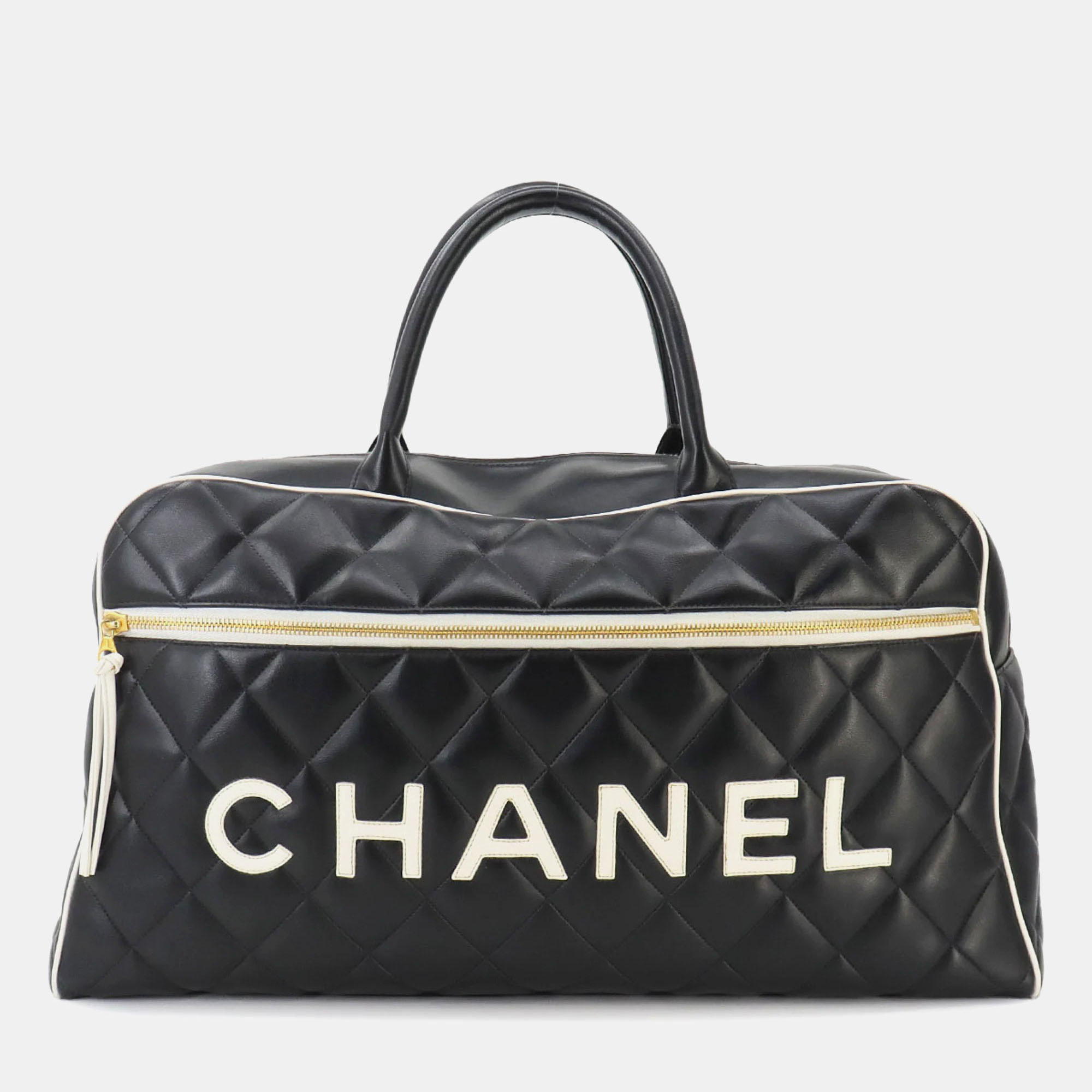 

Chanel Leather Black Gold Sports Line Matelasse Boston Bag