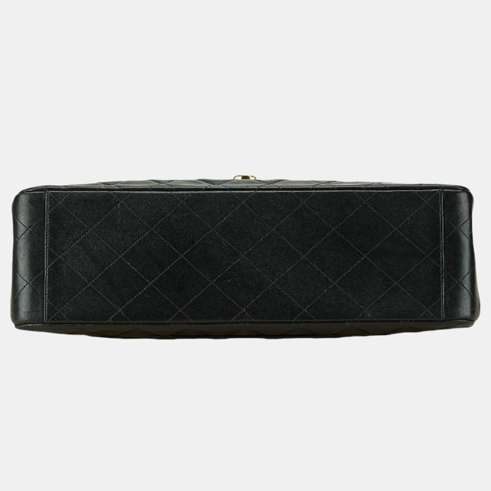 Chanel Black Lambskin Matelasse 34 Chain Shoulder Bag 
