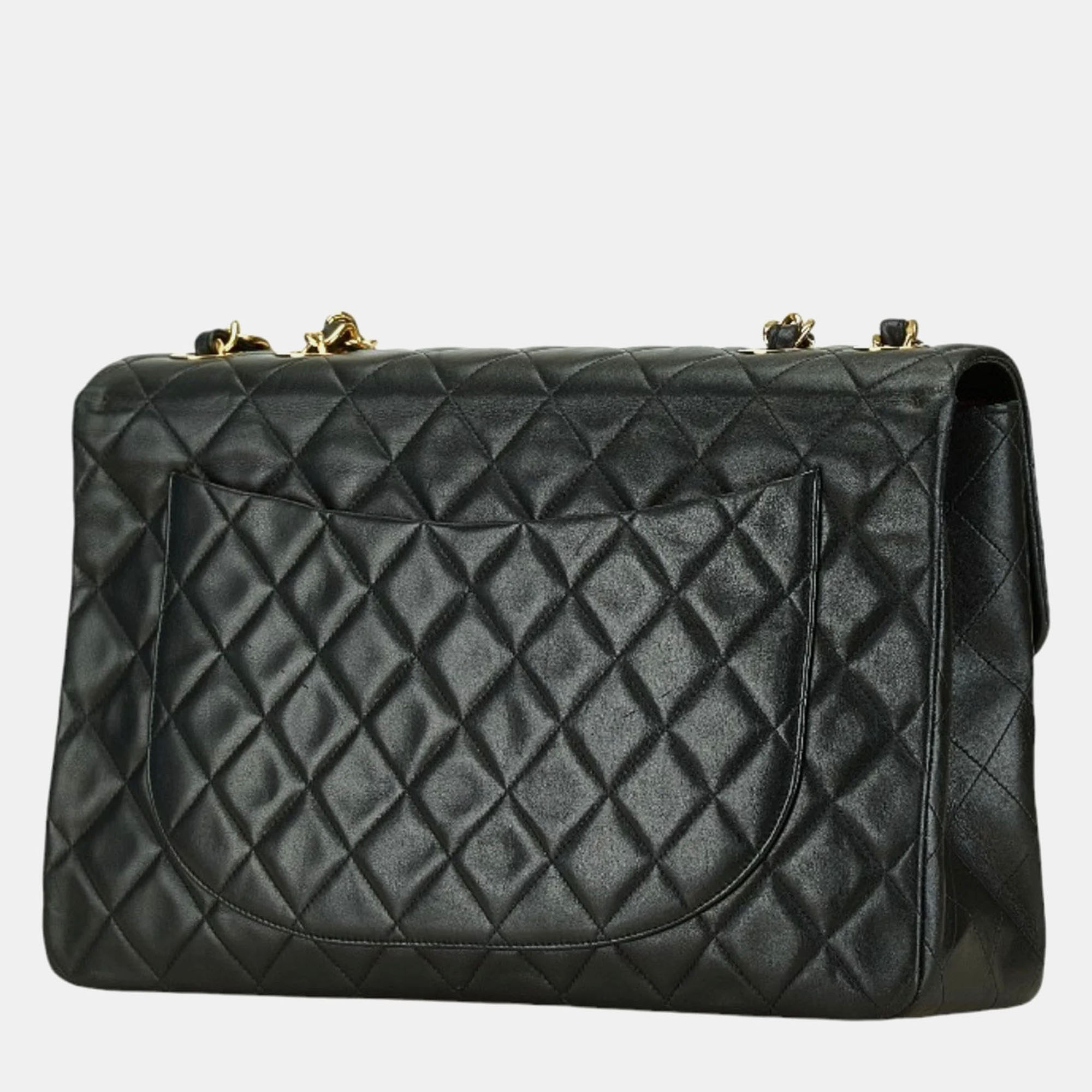 Chanel Black Lambskin Matelasse 34 Chain Shoulder Bag 