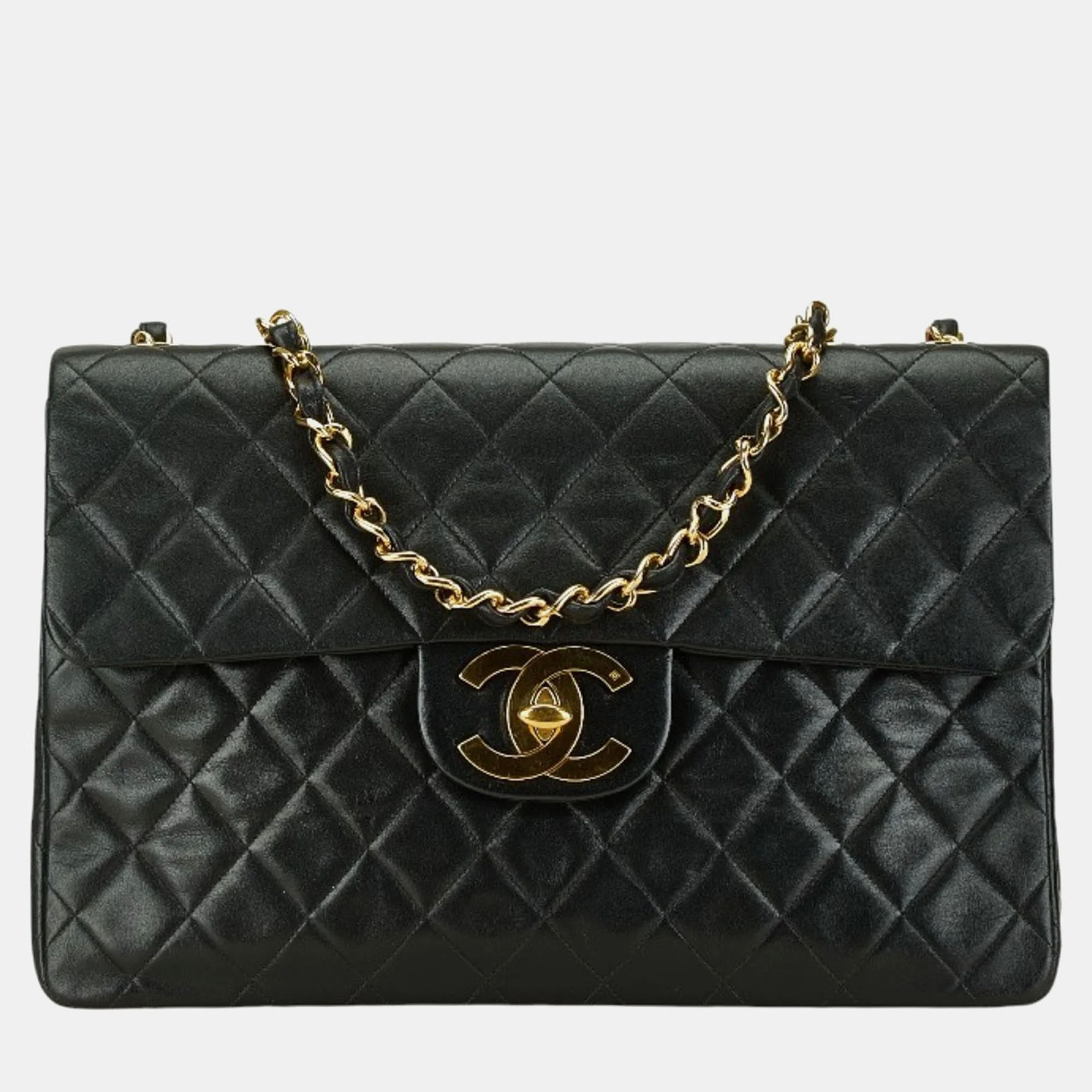 

Chanel Black Lambskin Matelasse 34 Chain Shoulder Bag