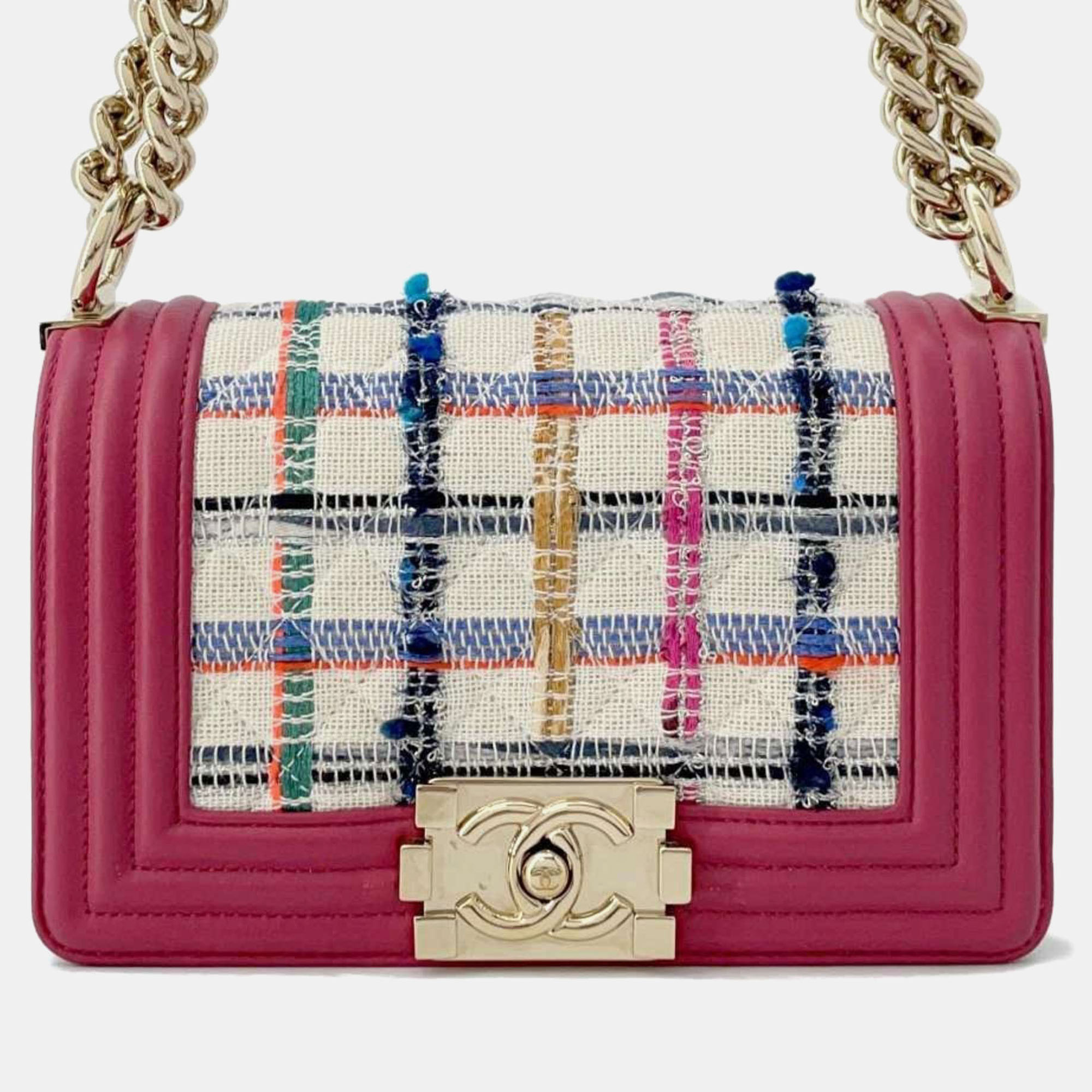 

Chanel Tweed Boy Small Matelasse Coco Mark Chain Shoulder Bag, Multicolor