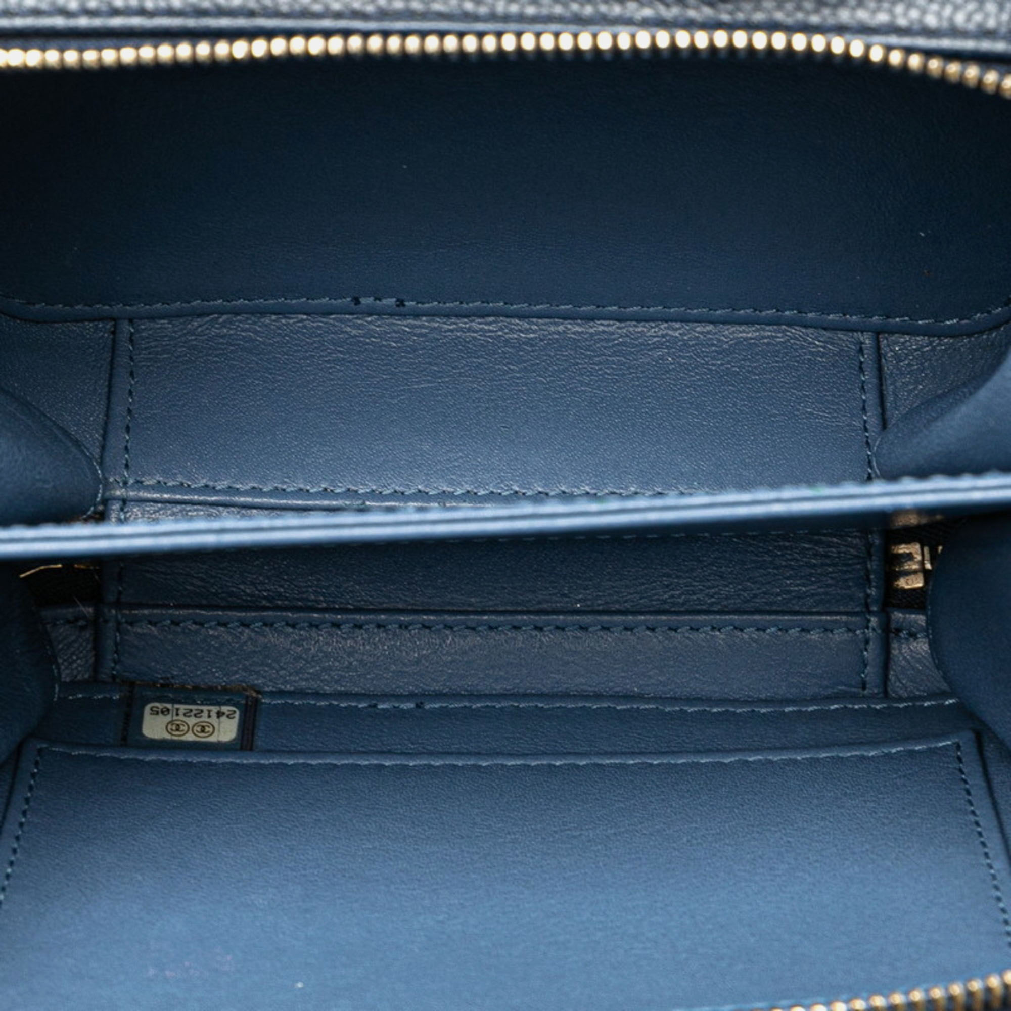 Chanel Navy Black Caviar Skin Matelasse Cc Filigree Chain Shoulder Bag 
