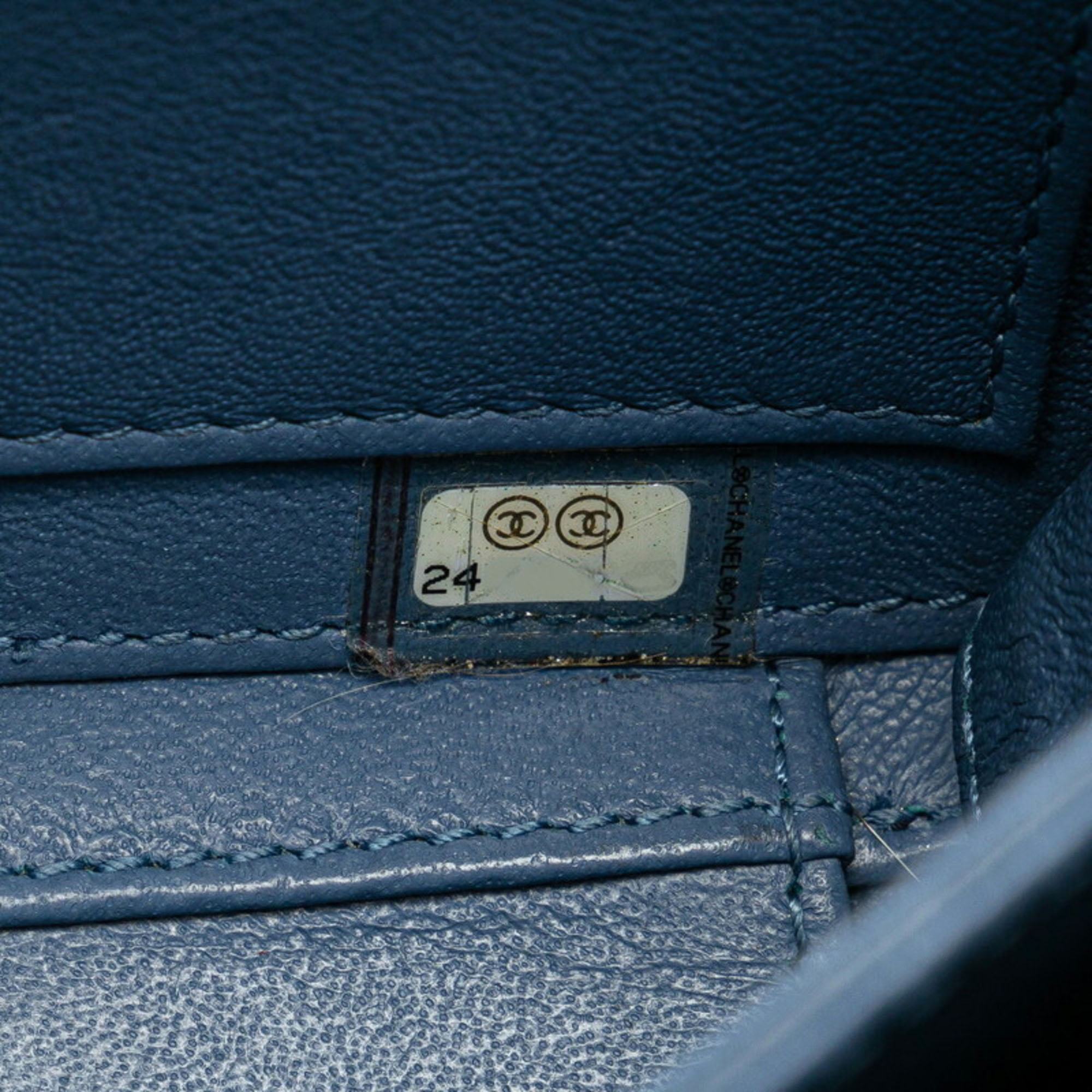 Chanel Navy Black Caviar Skin Matelasse Cc Filigree Chain Shoulder Bag 