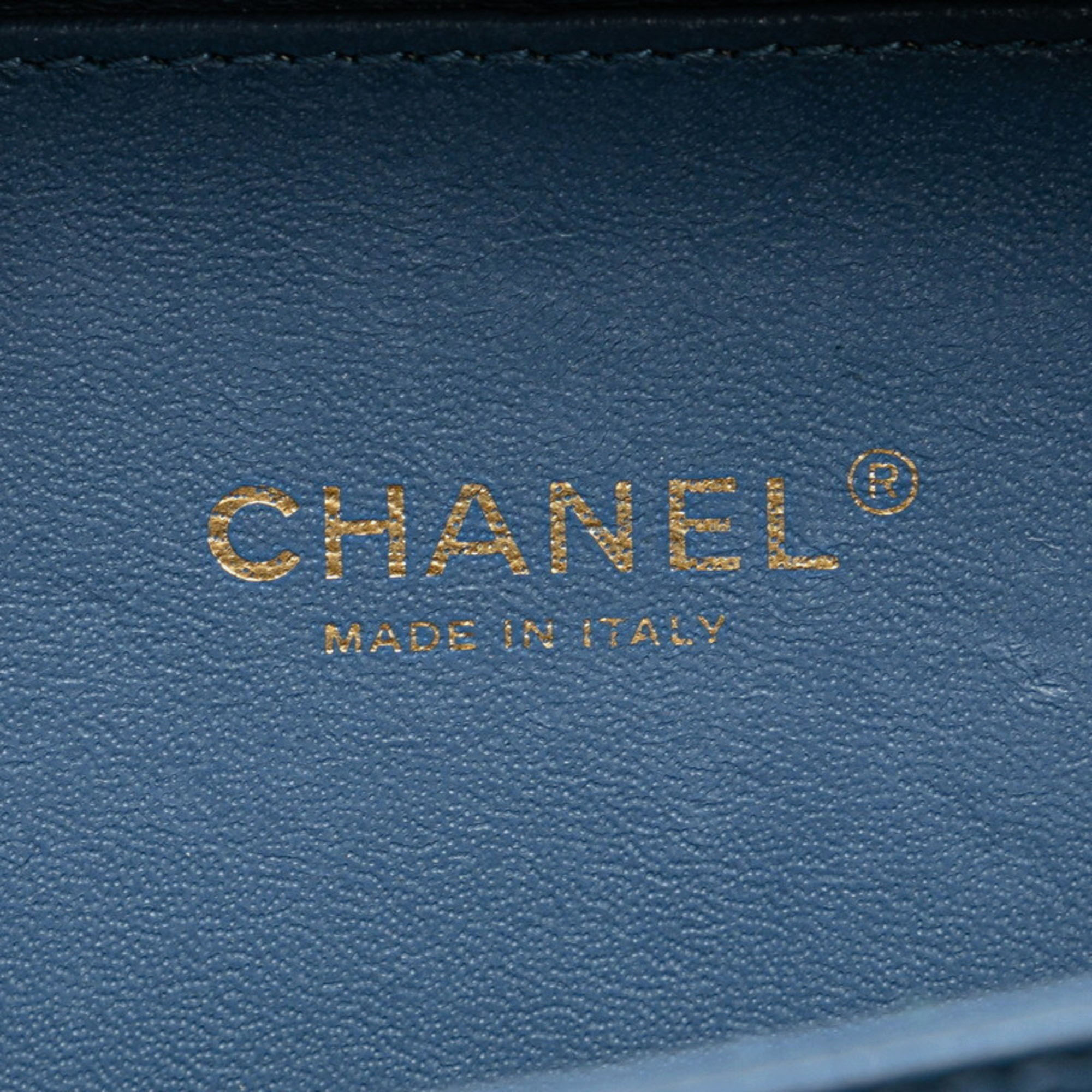 Chanel Navy Black Caviar Skin Matelasse Cc Filigree Chain Shoulder Bag 