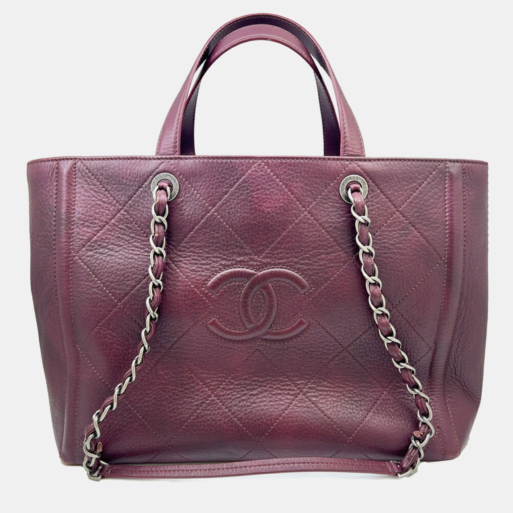 Pre-owned Chanel Wine Red Matelasse Tote Bag