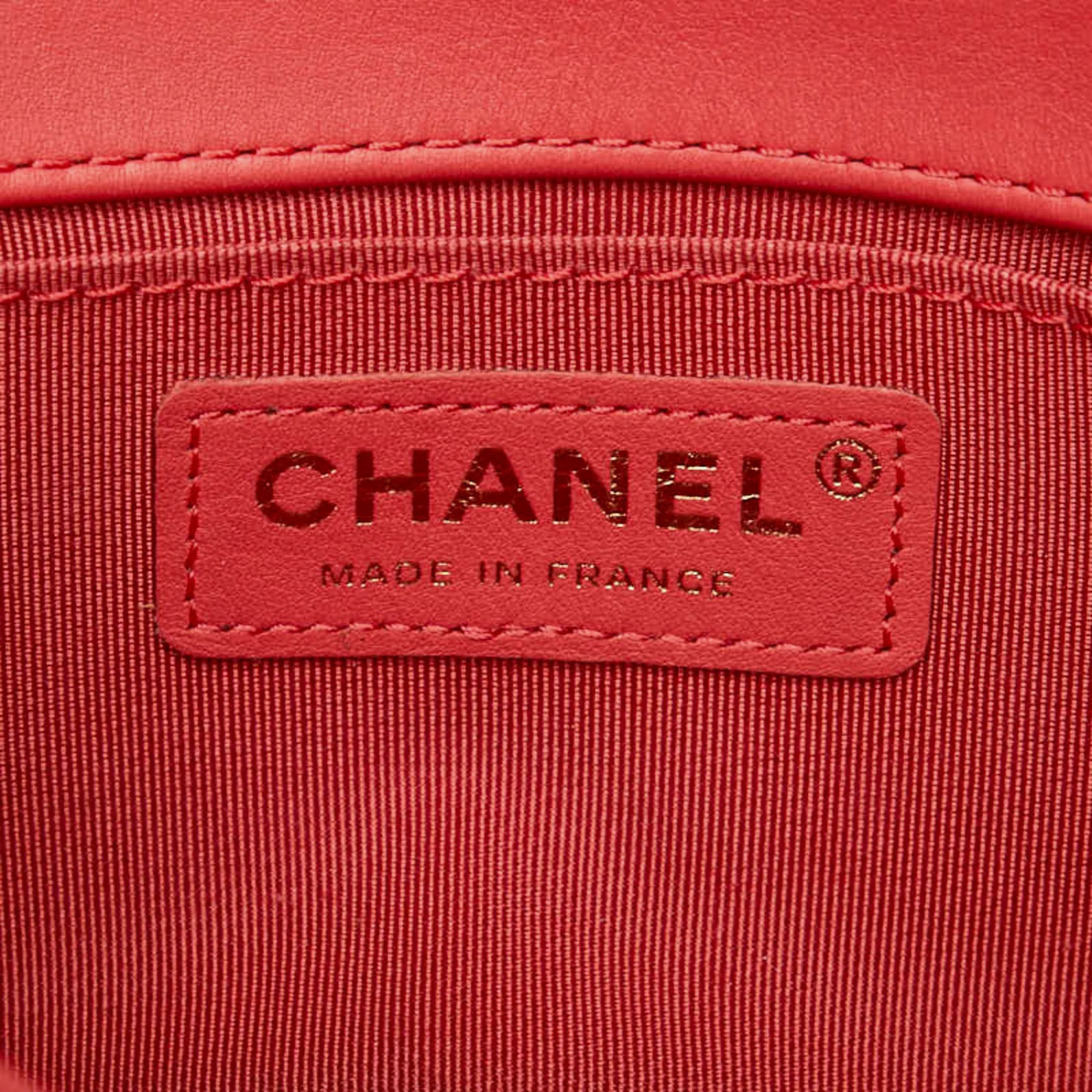 Chanel Pink White Multicolor Tweed Leather Boy Coco Mark Chain Shoulder Bag 