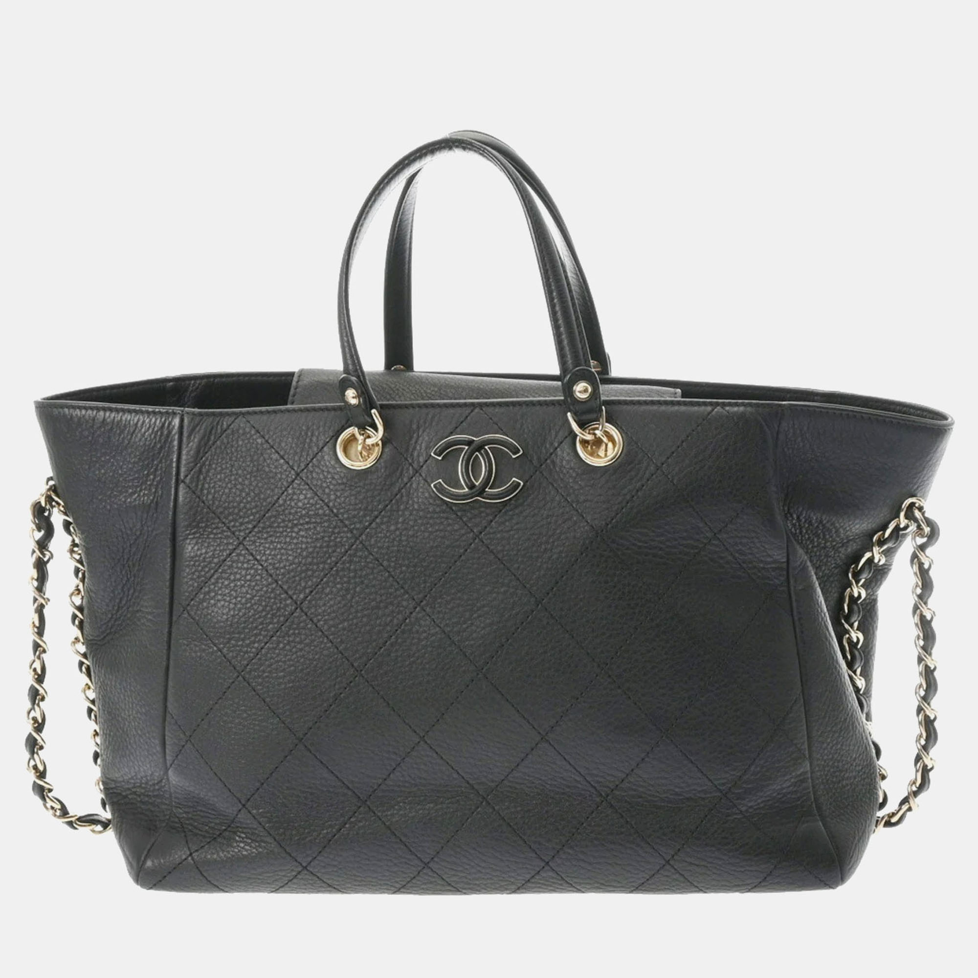 

Chanel Black Calfskin Matelasse Chain Tote Bag