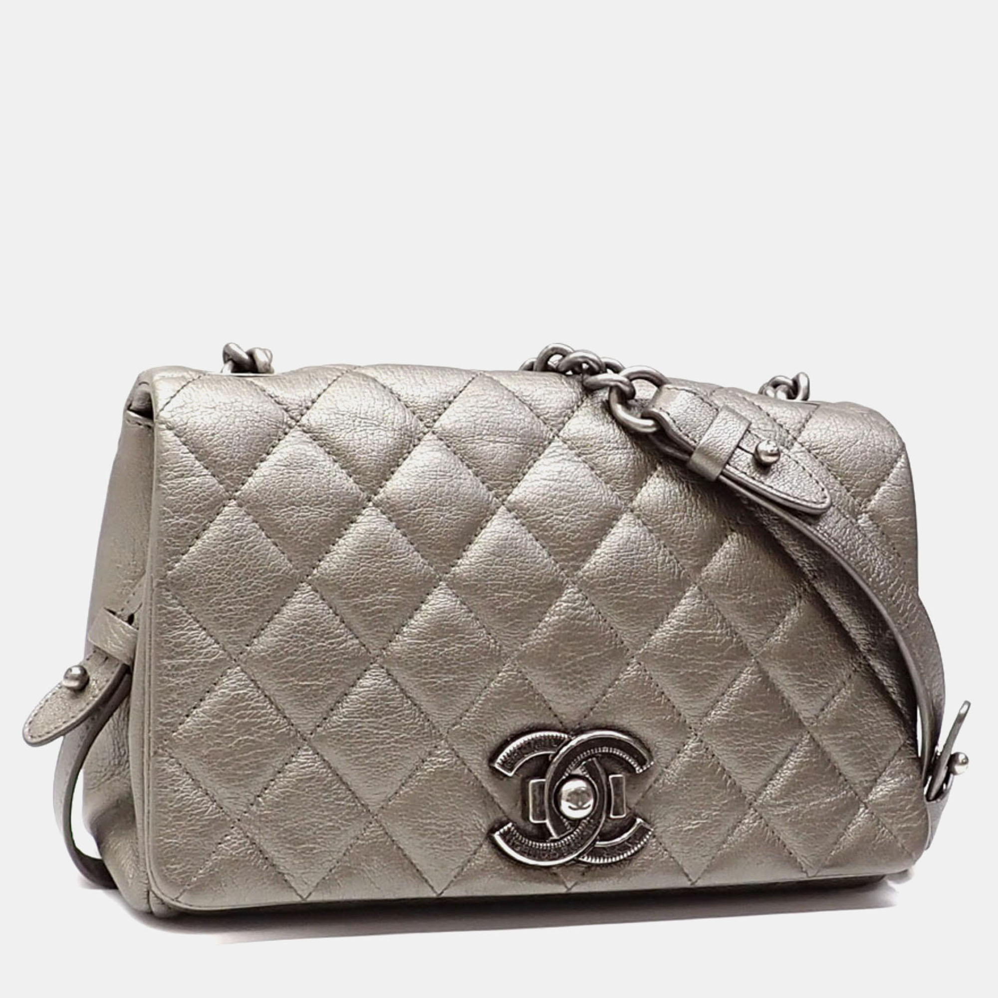 

Chanel Grey Lambskin Boy Coco Mark Chain Shoulder Bag