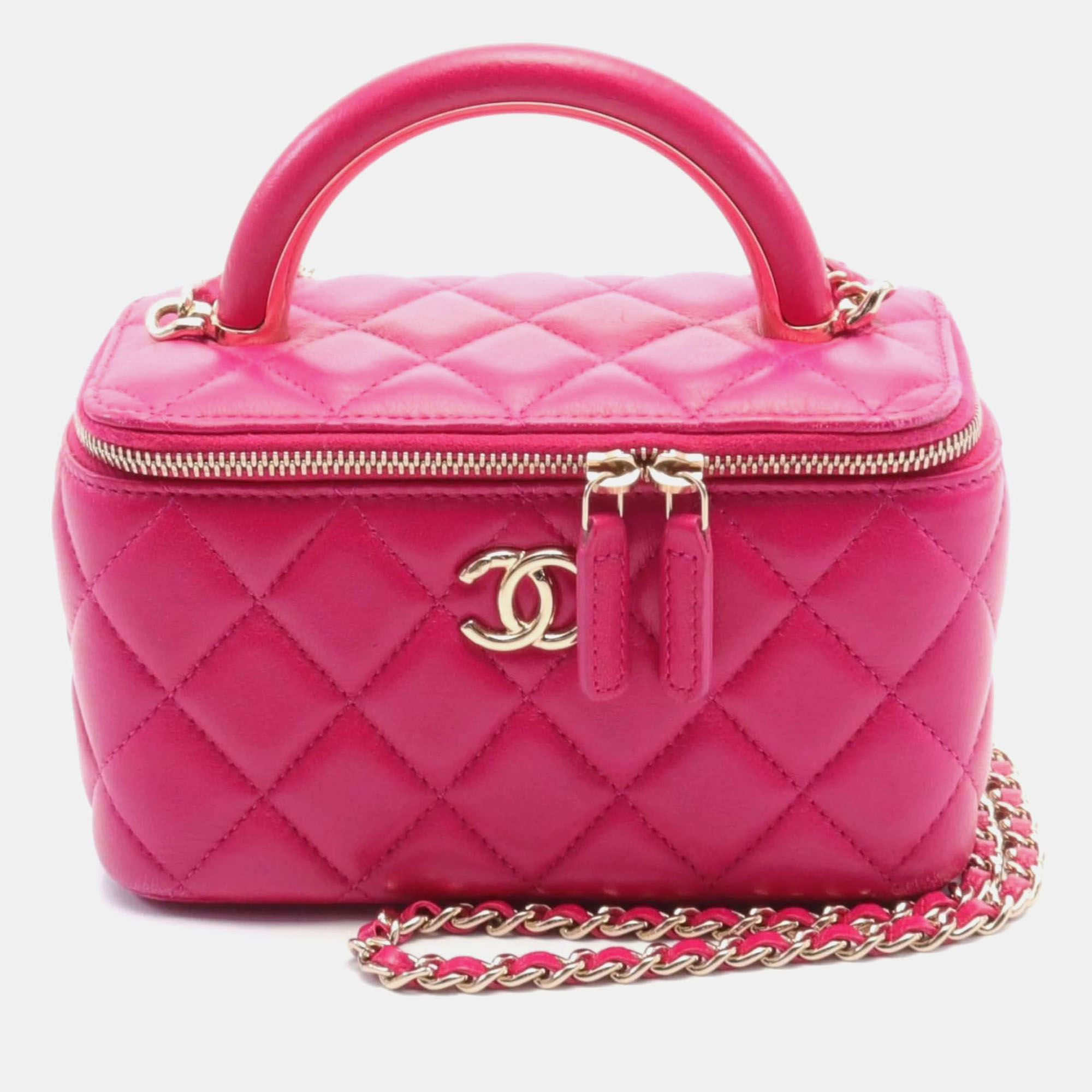 

Chanel Leather Pink Matelasse Vanity Shoulder Bag