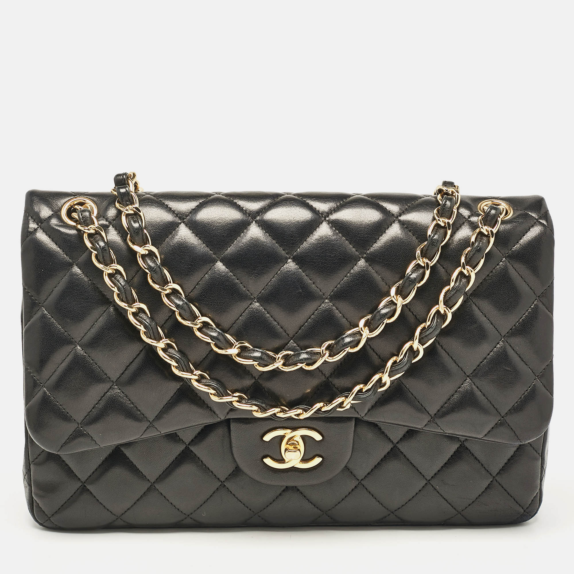 

Chanel Black Quilted Leather Jumbo Classic Double Flap Bag